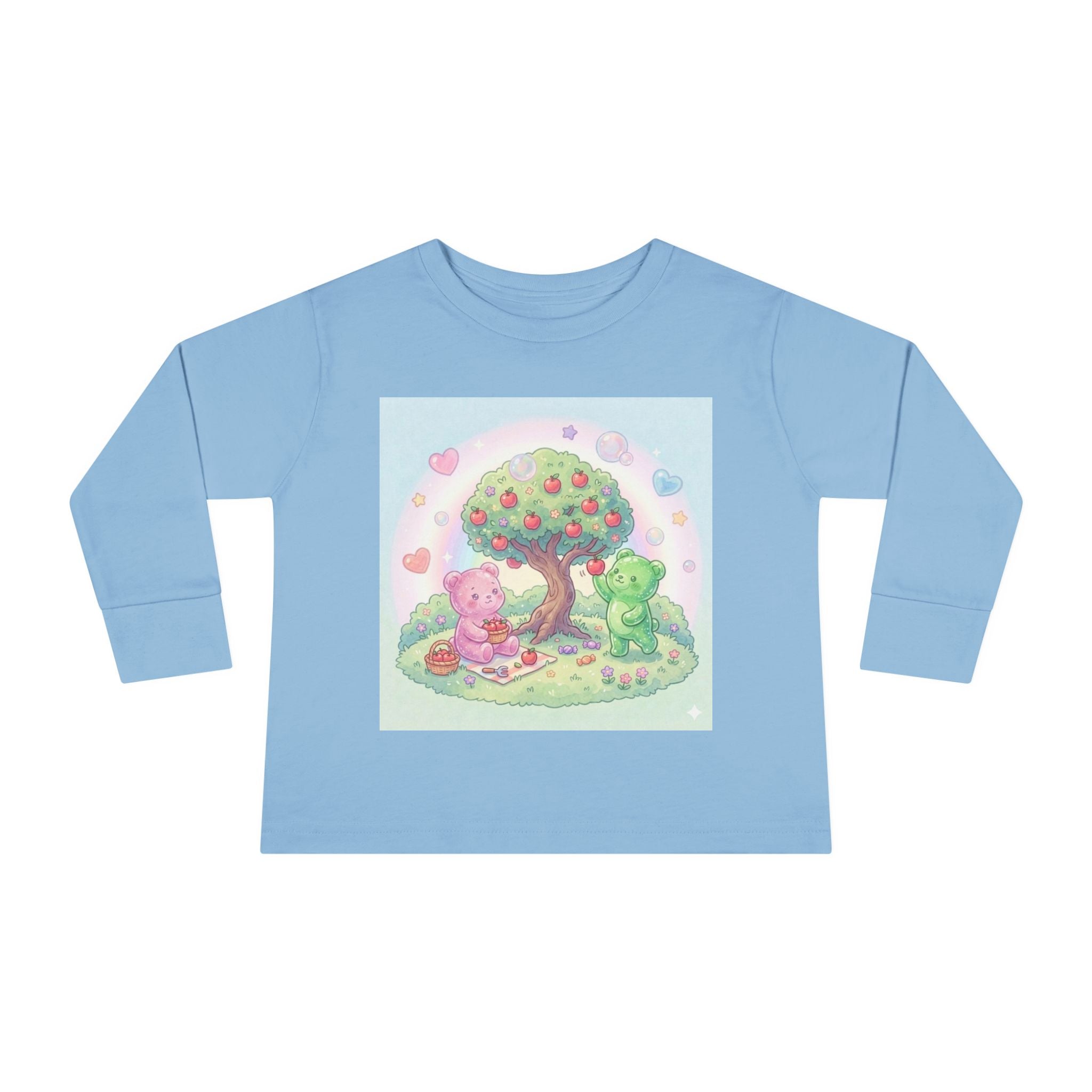 Beautiful Day For Apple Picking, Oozy Bear Gummy Friends Hang Out- Graphic Long Sleeve Shirt