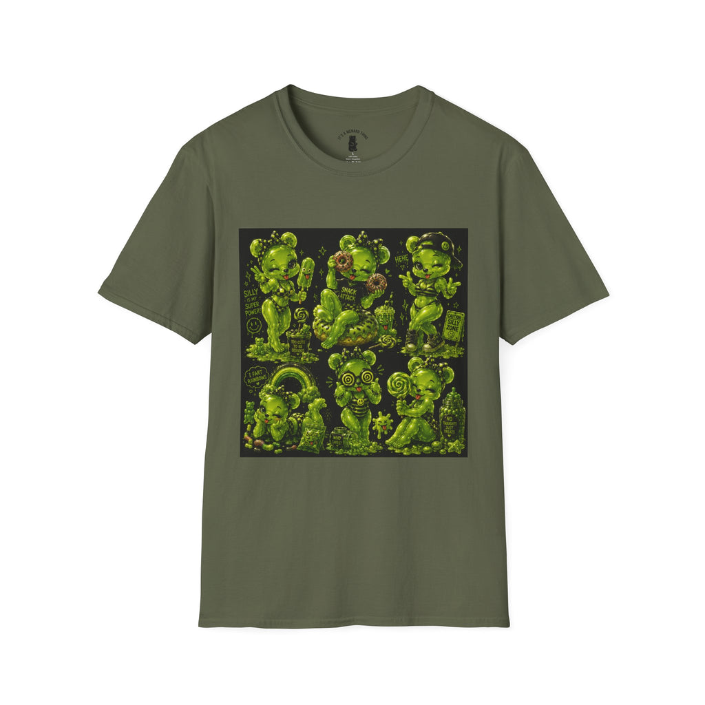 Lime Green Retro Oozy Bear Babe, Beach Pin Up- Adult Graphic Shirt (18+)