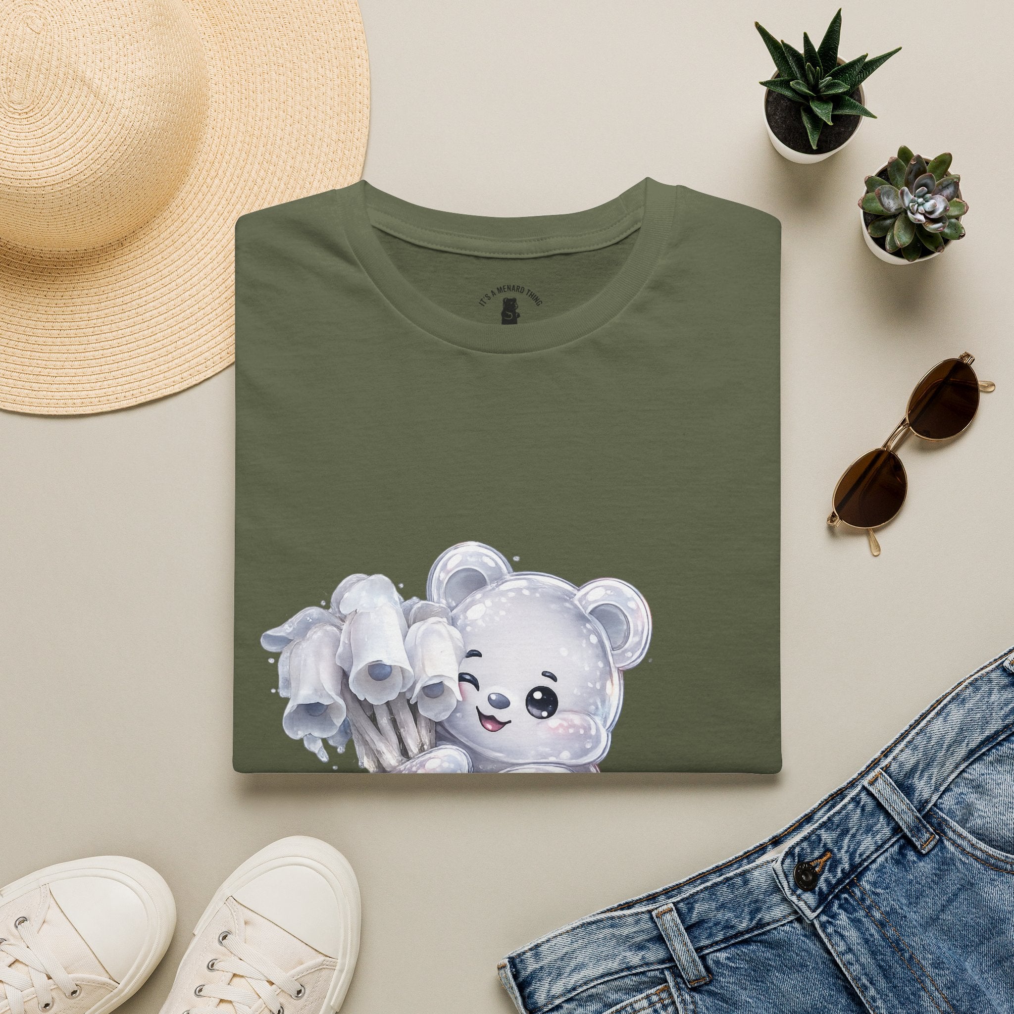 Special Ghost Pipe Mushroom Cluster, White Oozy Bear Gummy Friend- Graphic Shirt