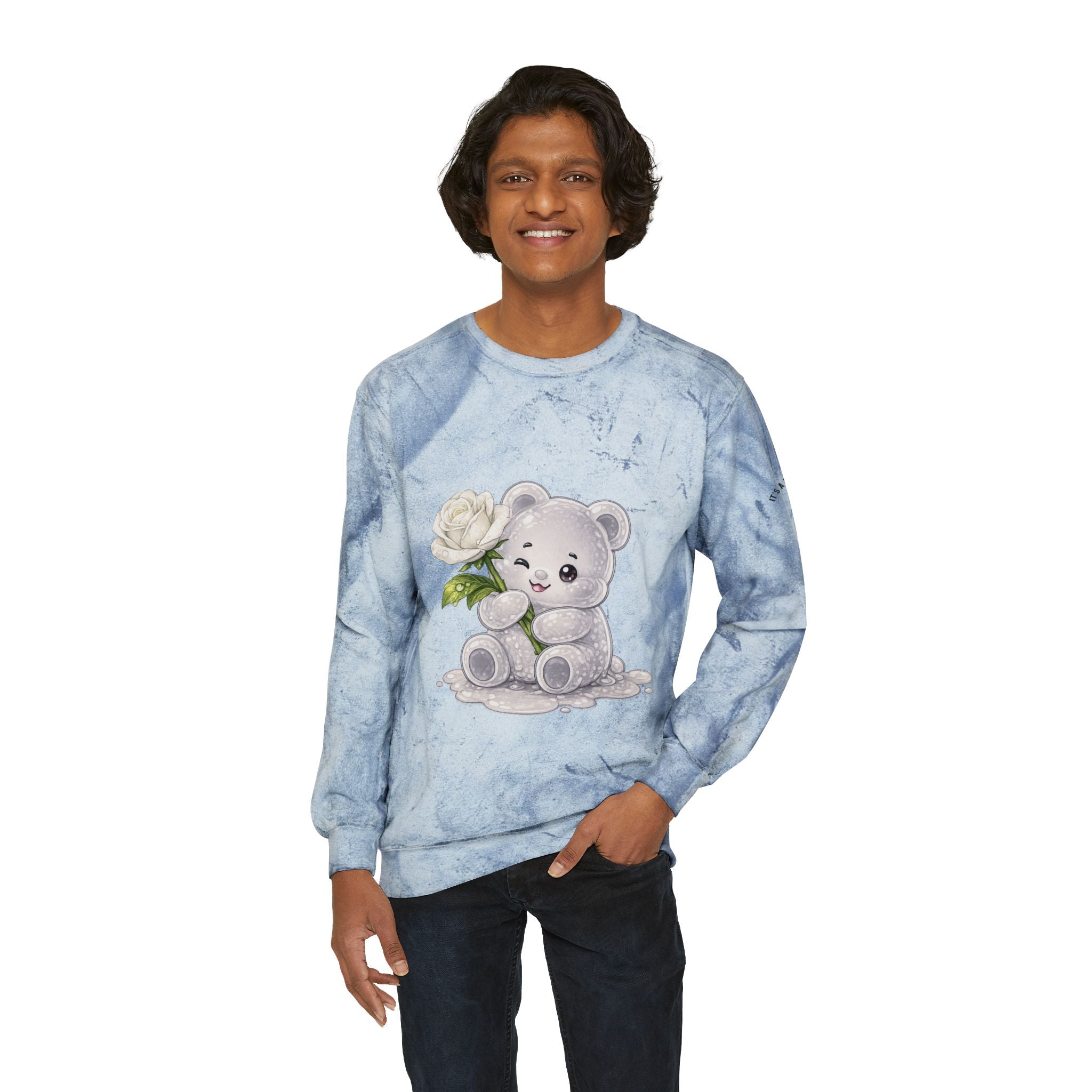 White Rose Beauty, Special Gooey Gummy Bear -Tie-Dye Graphic Sweatshirt