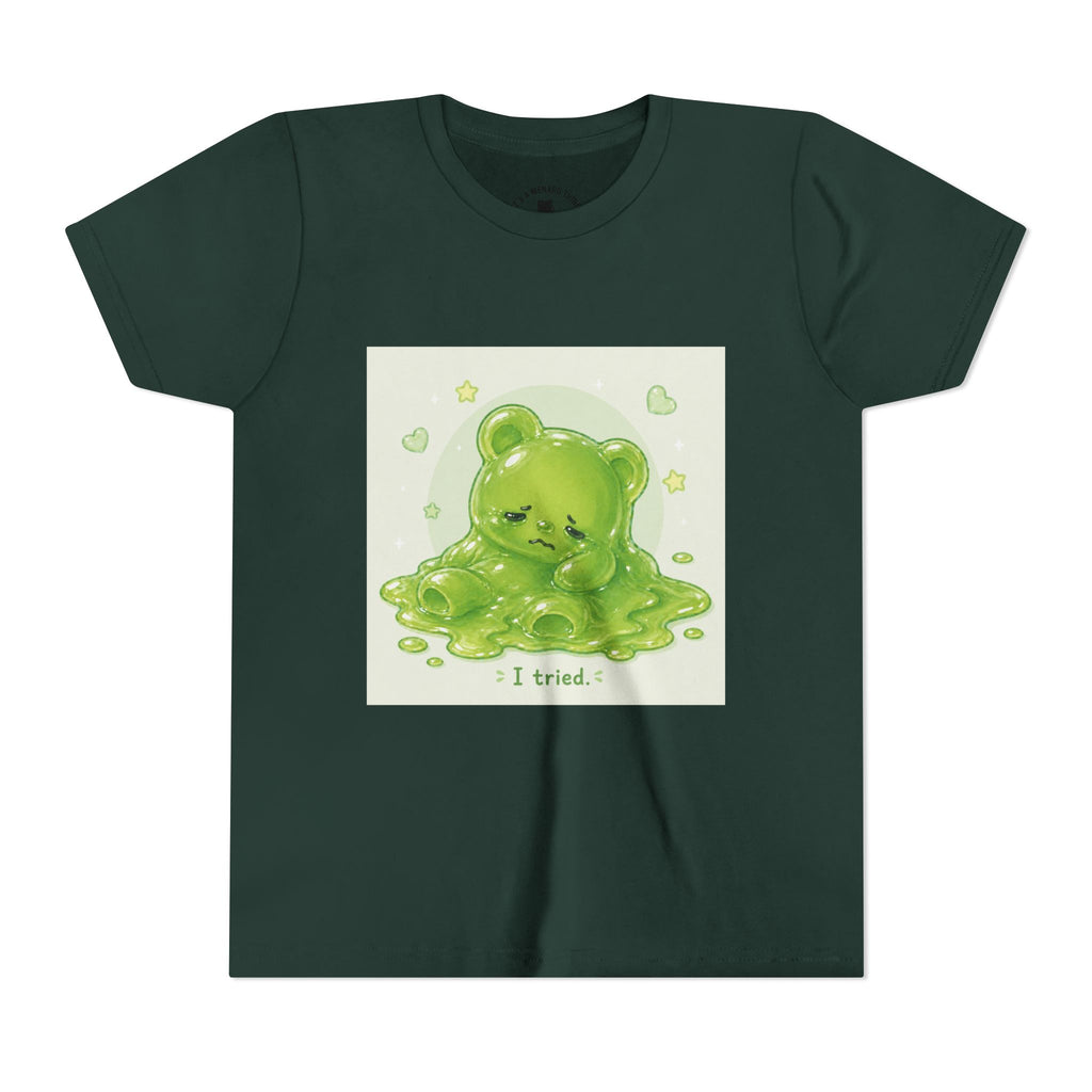 Melting Green Gooey Gummy Bear "I tried." Graphic T-Shirt