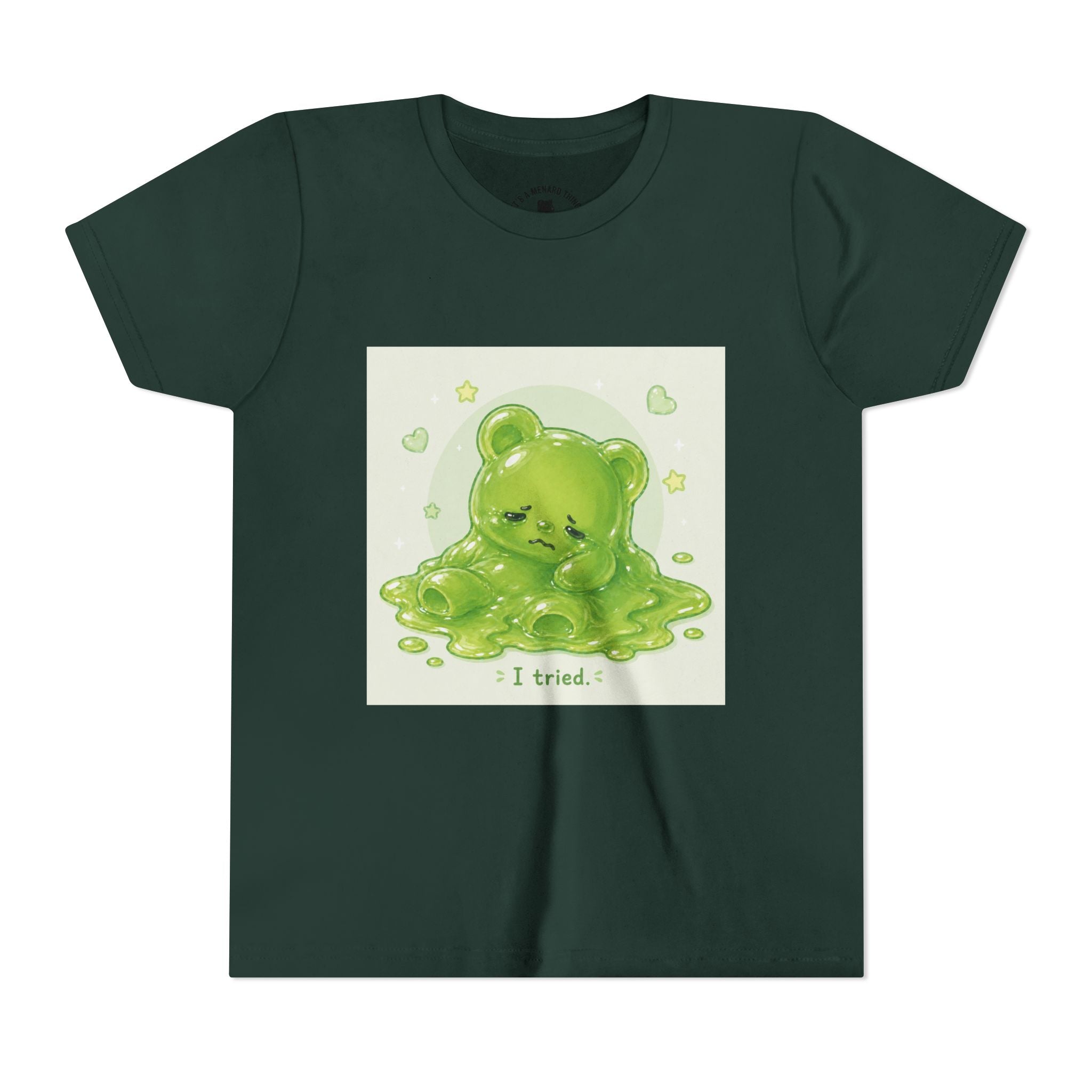 Melting Green Gooey Gummy Bear "I tried." Graphic T-Shirt