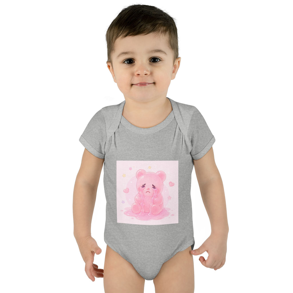 Pink Crying Gooey Gummy Bear Infant Bodysuit — Cute Pastel Baby Onesie