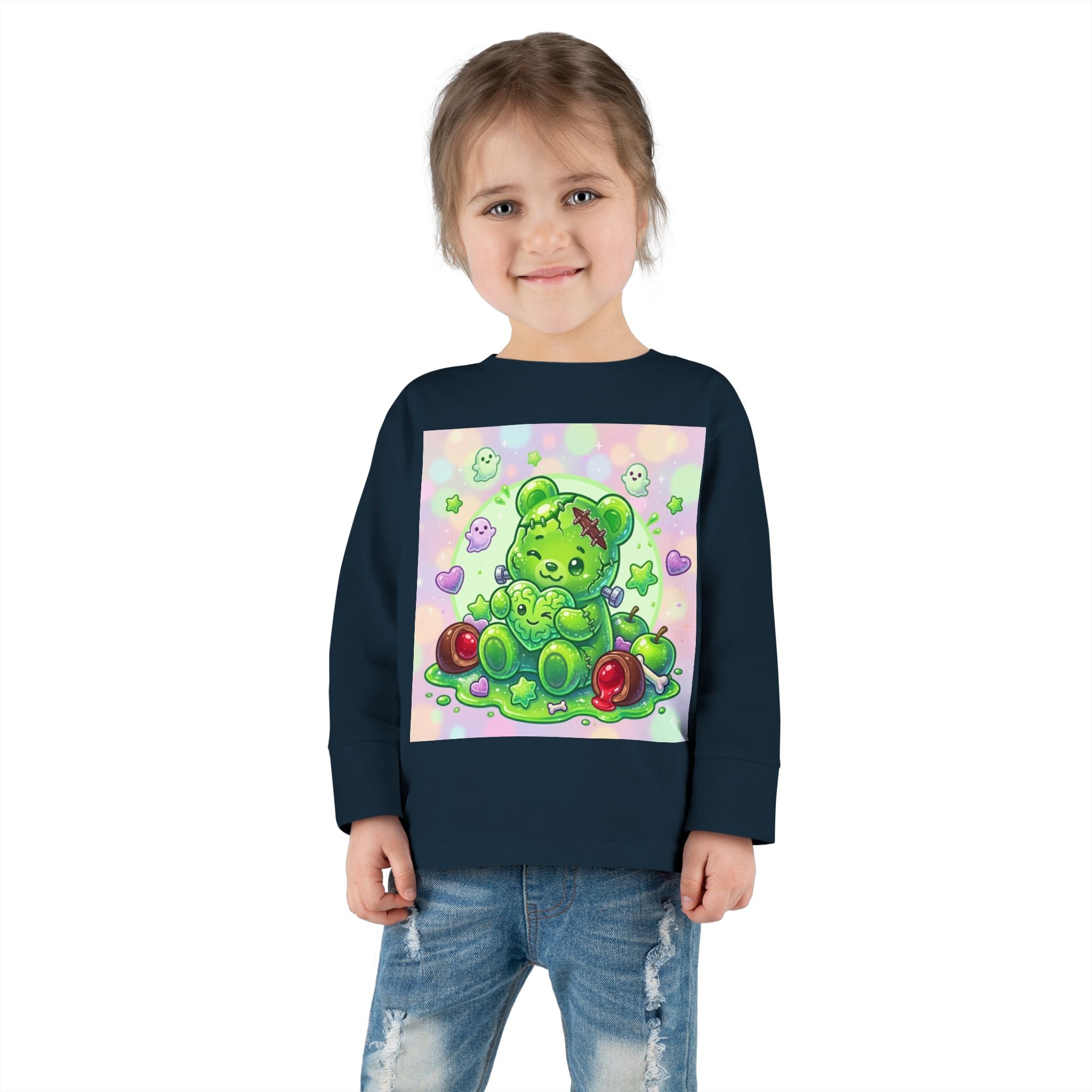Franken-Oozy-Bear Gummy Friend, Halloween Addition- Graphic Long Sleeve Shirt