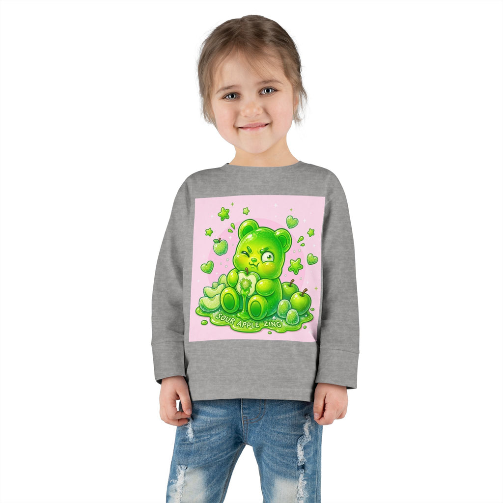 Green Sour Apple, Oozy Gummy Bear Friends- Kids Long Sleeve Shirt