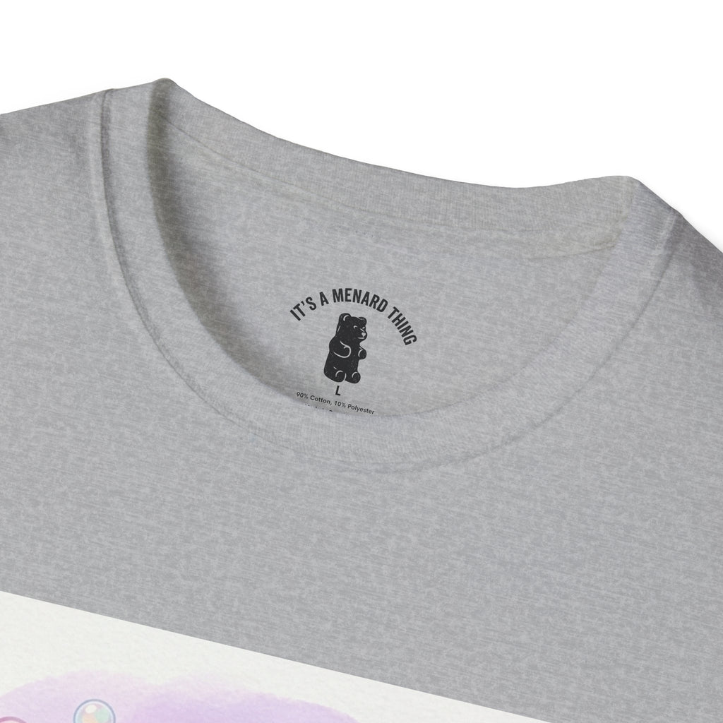Blue Gooey Gummy Friend sharing Milk & Cookies — Pastel Graphic T-Shirt