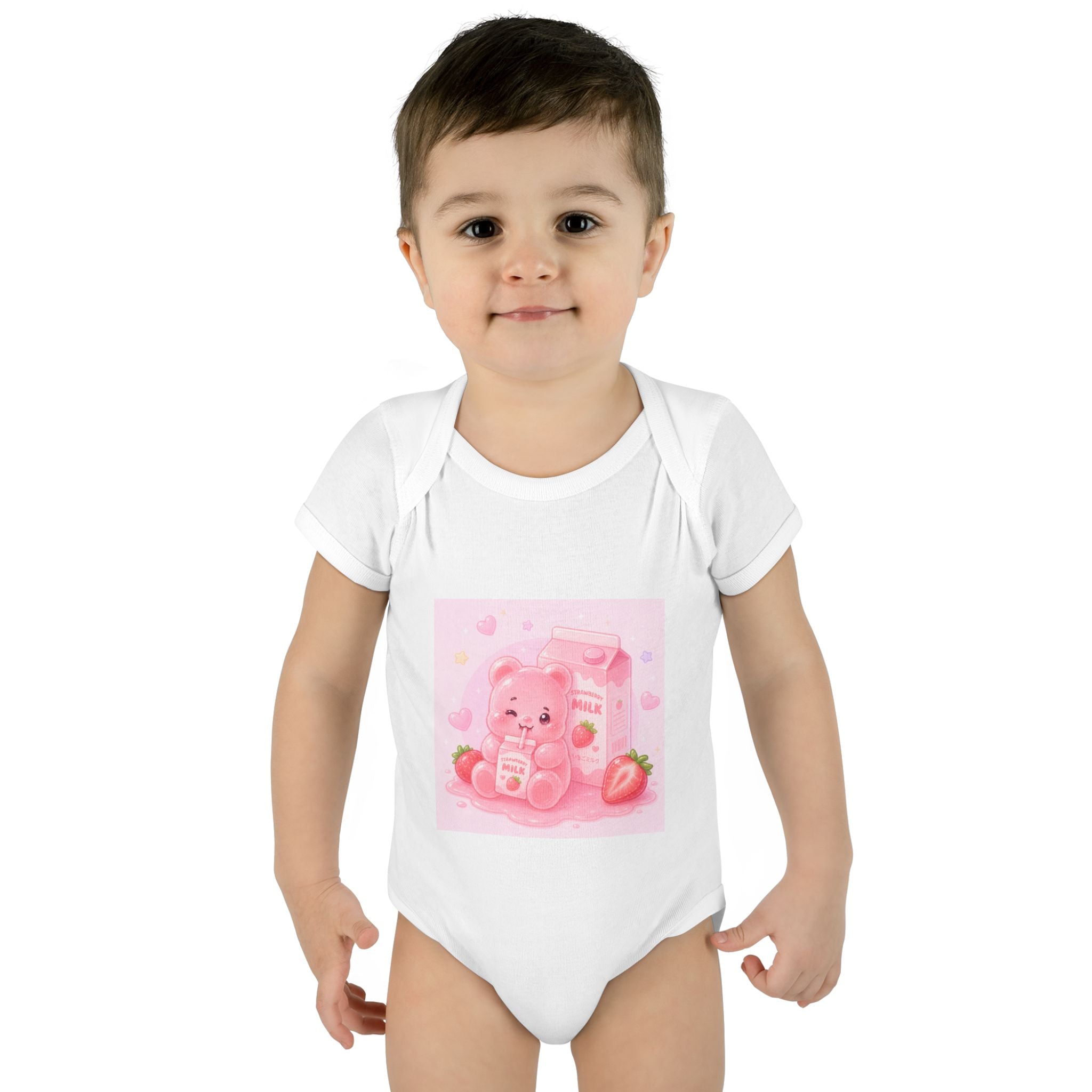 Pink Strawberry Milk Gooey Gummy Bear Infant Bodysuit