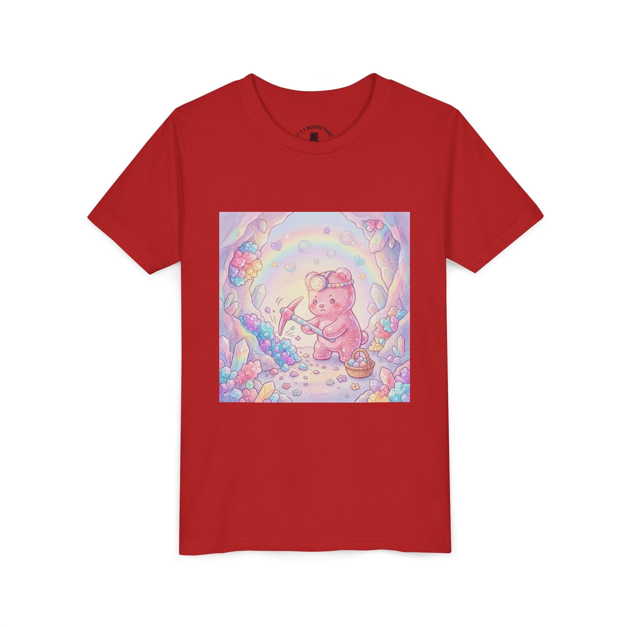 Digging for Crystal Candy Pink Gooey Gummy Bear Illustration