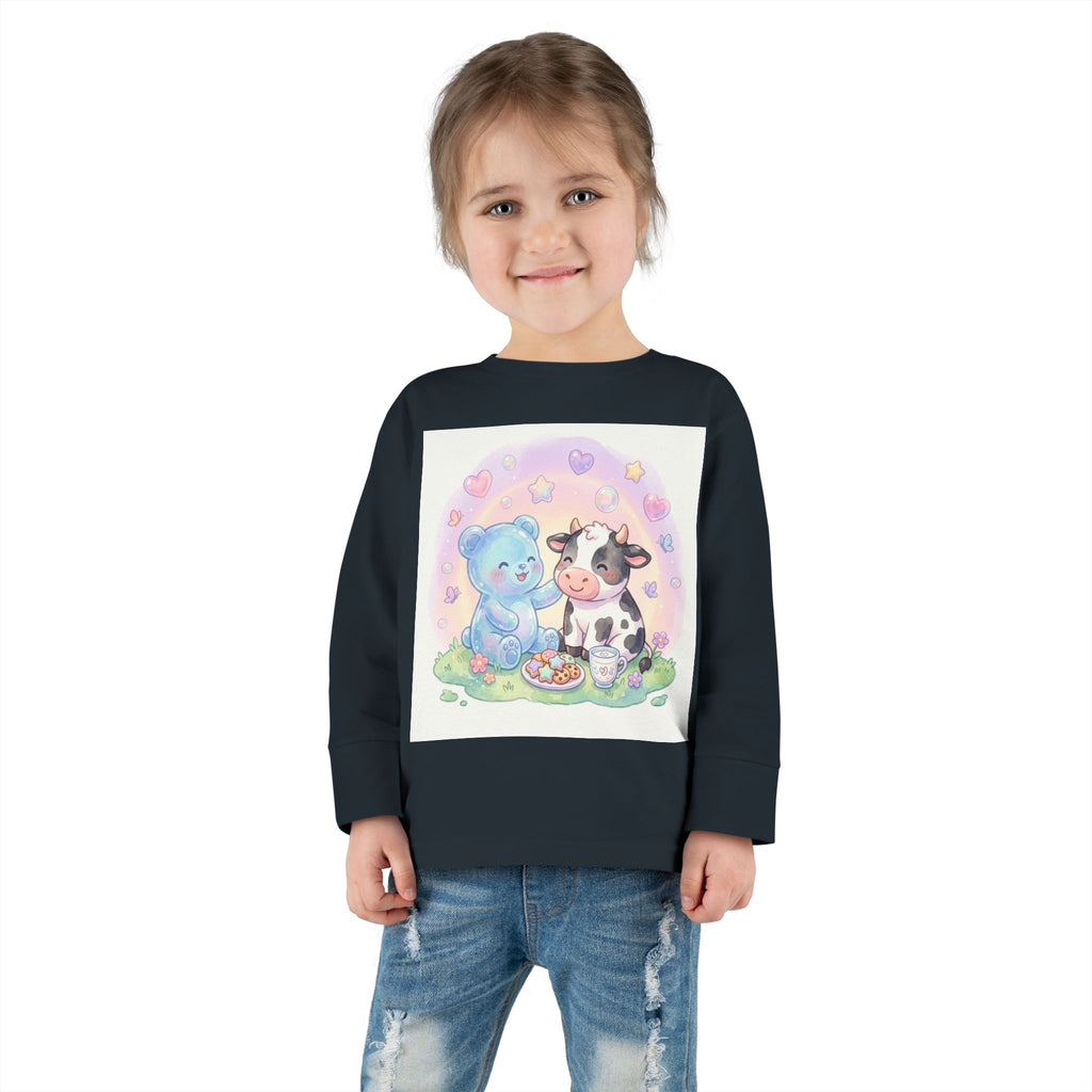 Milk & Cookies, Cow and Oozy Gummy Bear Friend- Graphic Long Sleeve Shirt
