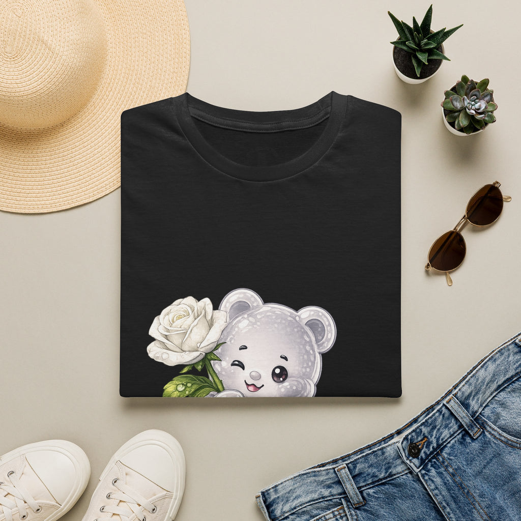 Beautiful Blooming White Rose, Oozy Bear Gummy Special Flower Addition- Graphic Shirt