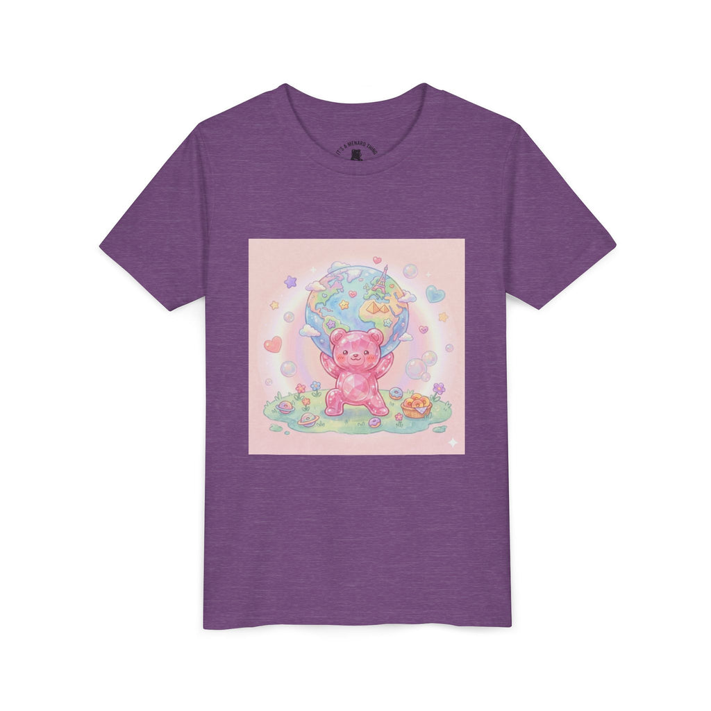 World Atlas, Weight of the Gummy World Pink Gooey Bear- Pastel Graphic Youth T-Shirt