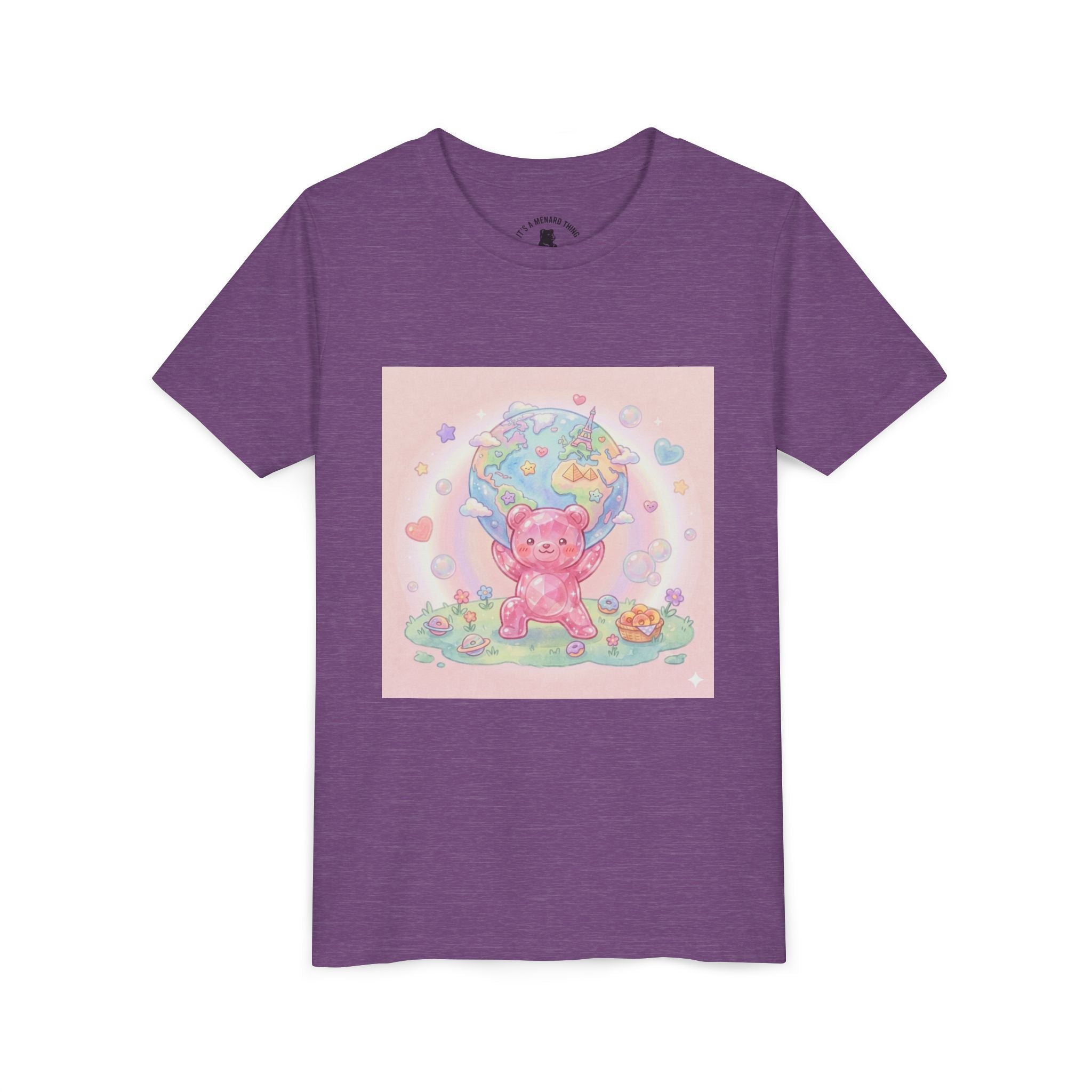 World Atlas, Weight of the Gummy World Pink Gooey Bear- Pastel Graphic Youth T-Shirt