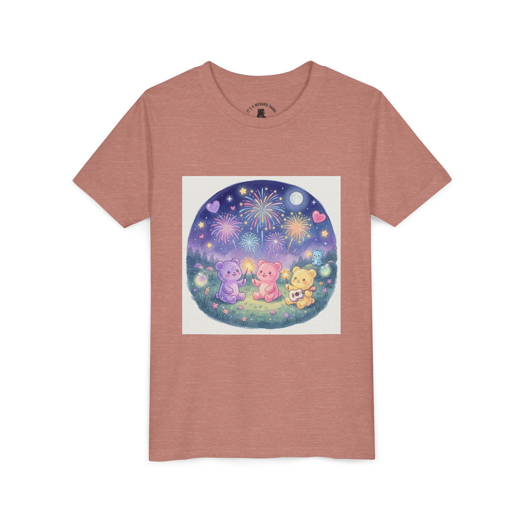 Gooey Gummy Bear Friends Watching Fireworks Youth Short Sleeve Shirt