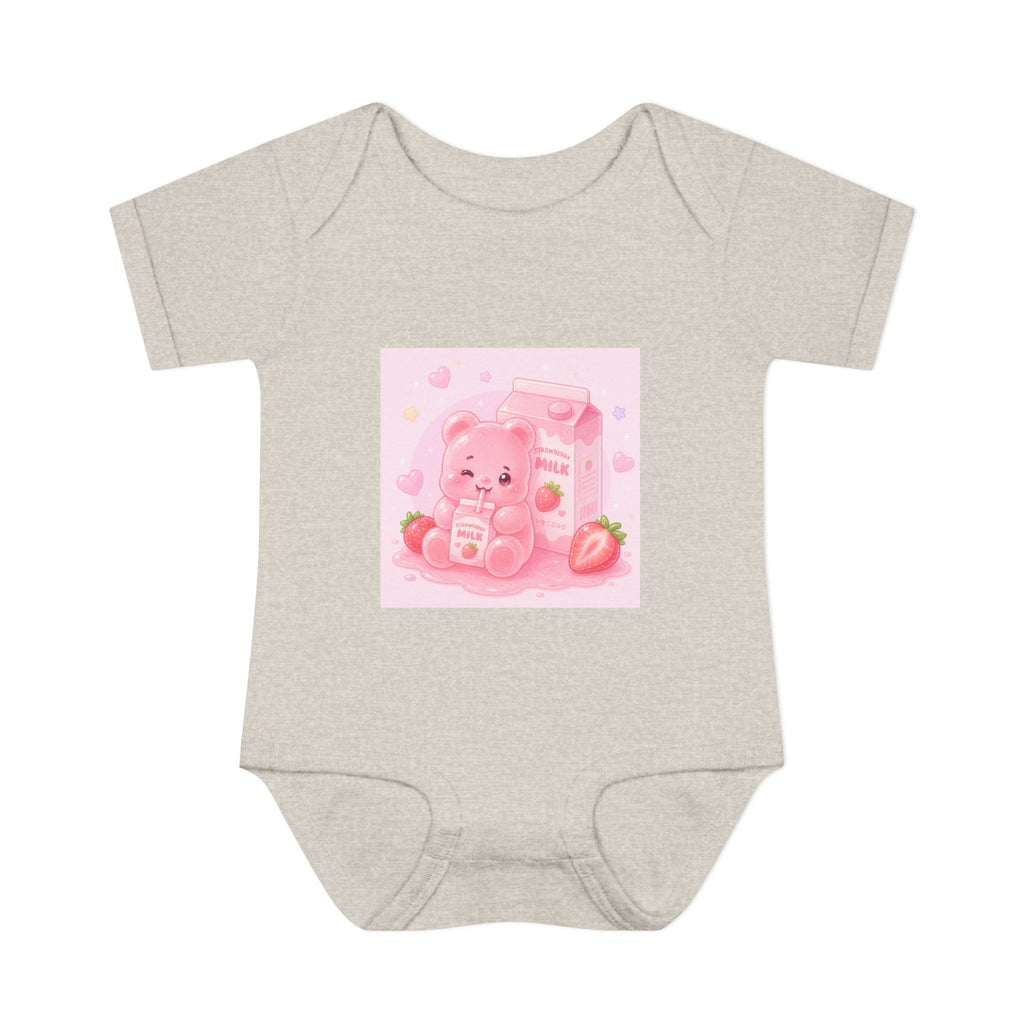 Pink Strawberry Milk Gooey Gummy Bear Infant Bodysuit