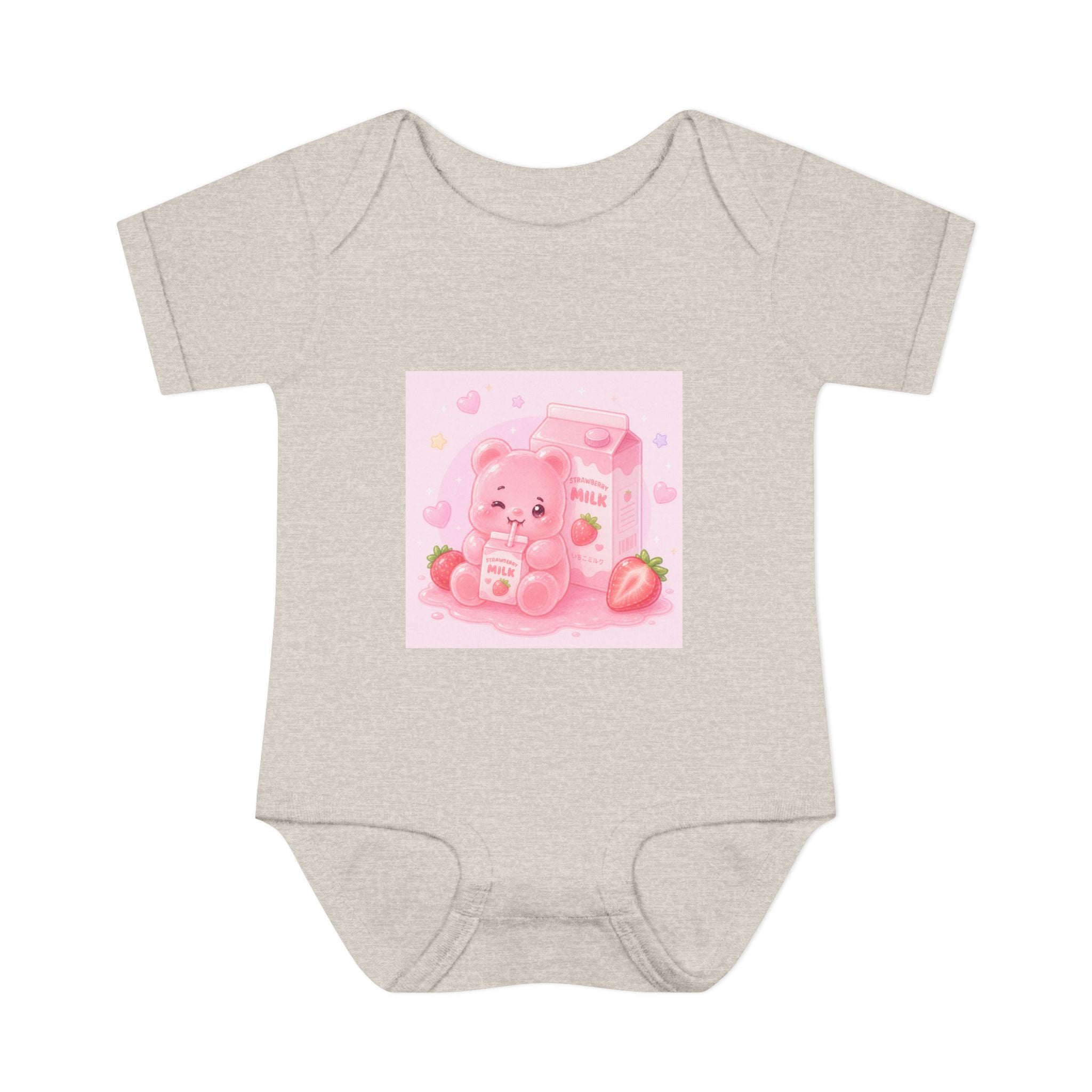 Pink Strawberry Milk Gooey Gummy Bear Infant Bodysuit