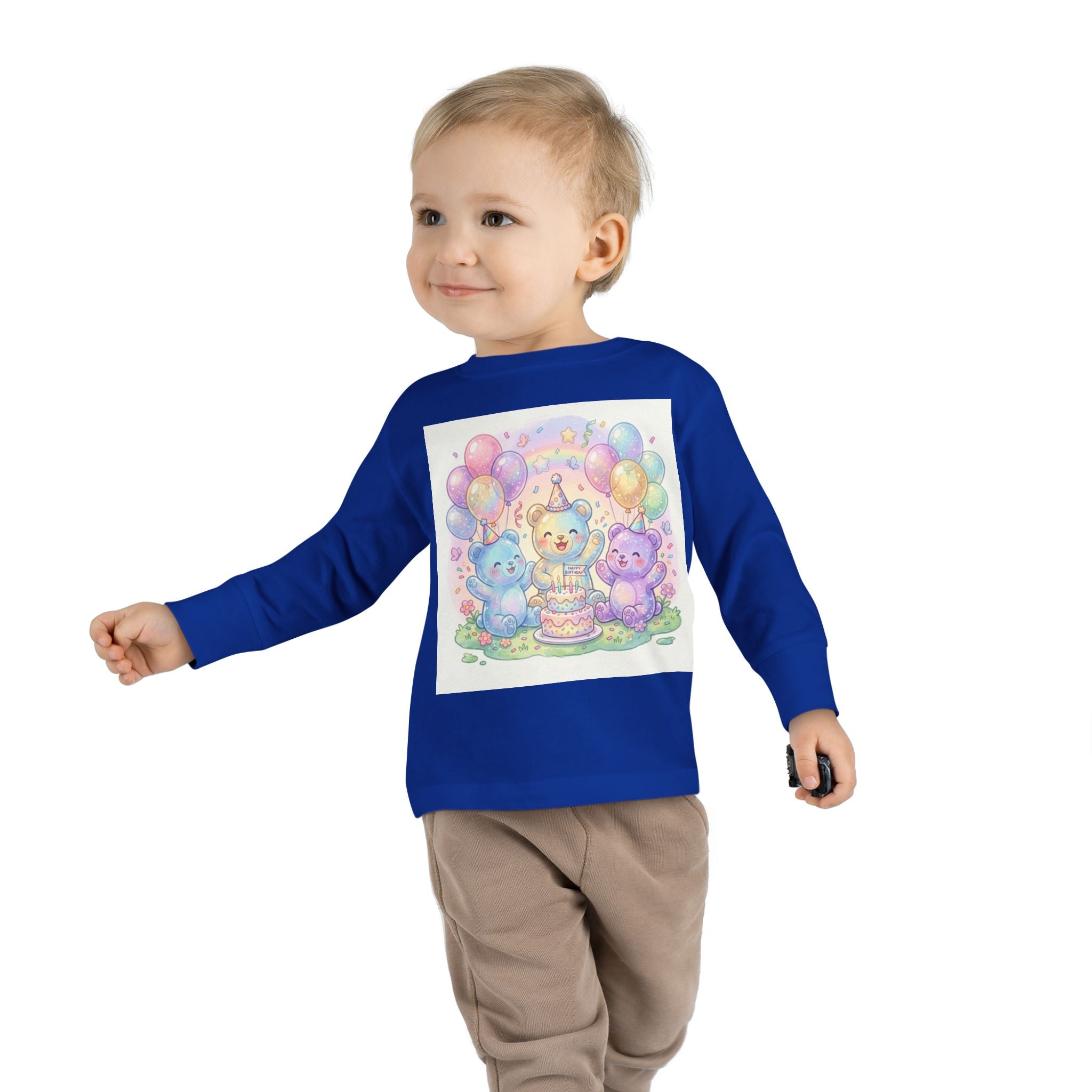 Pastel Birthday Oozy Bear Party Bash, Special Friends Celebration- Graphic Long Sleeve Shirt