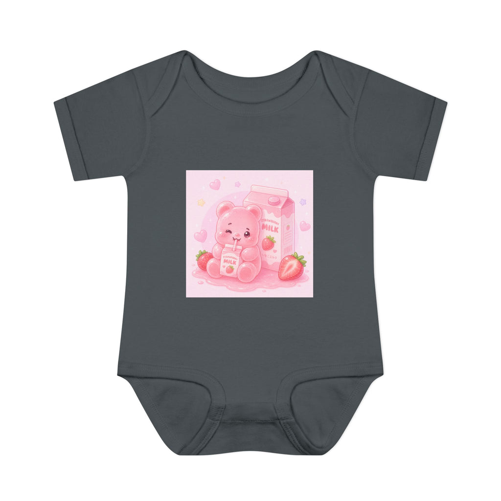 Pink Strawberry Milk Gooey Gummy Bear Infant Bodysuit