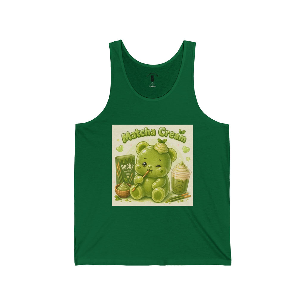 Matcha Cream Latte & Pocky Stick snack Green Gooey Gummy Bear — Kawaii Graphic Tank Top