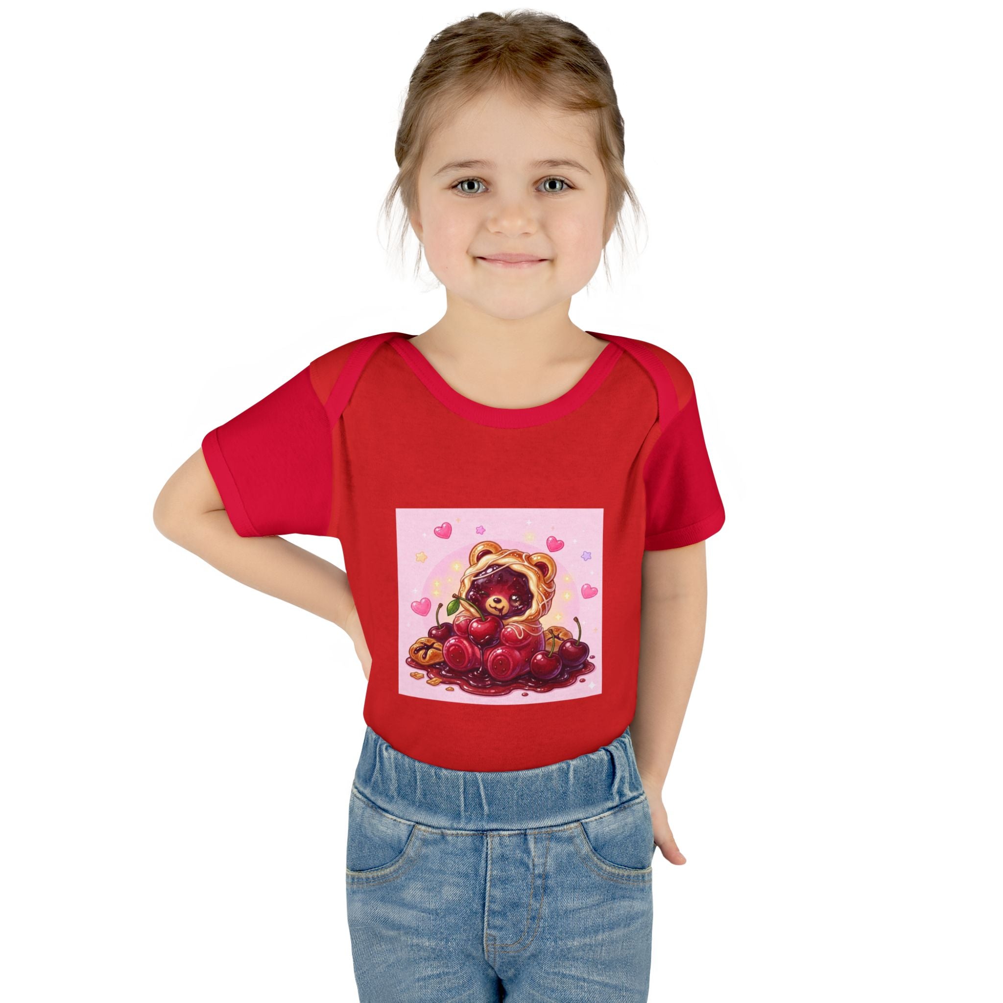 Cherry Danish Gooey Gummy Bear in Puff PJs (Infant Rib Onesie)