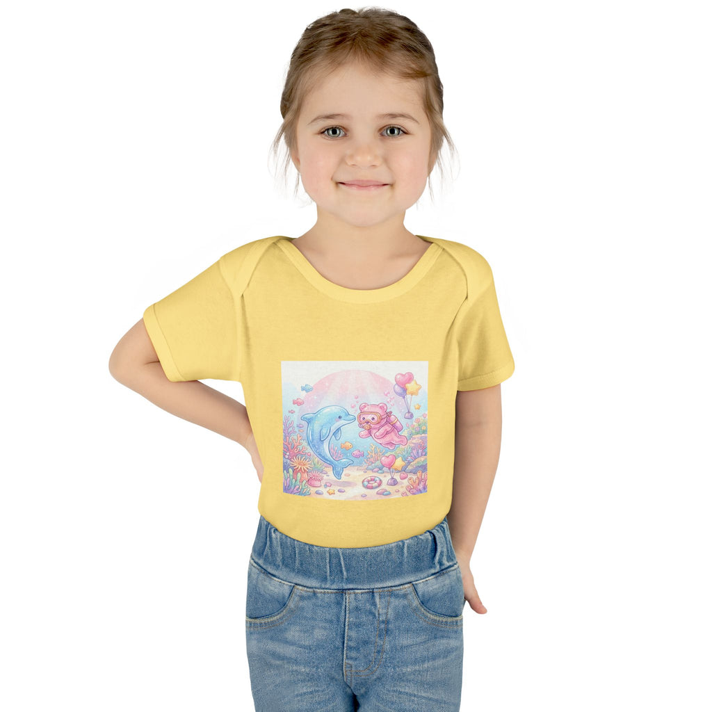 Infant Bodysuit — Pastel Dolphin & Pink Gummy Bear Underwater Baby Onesie