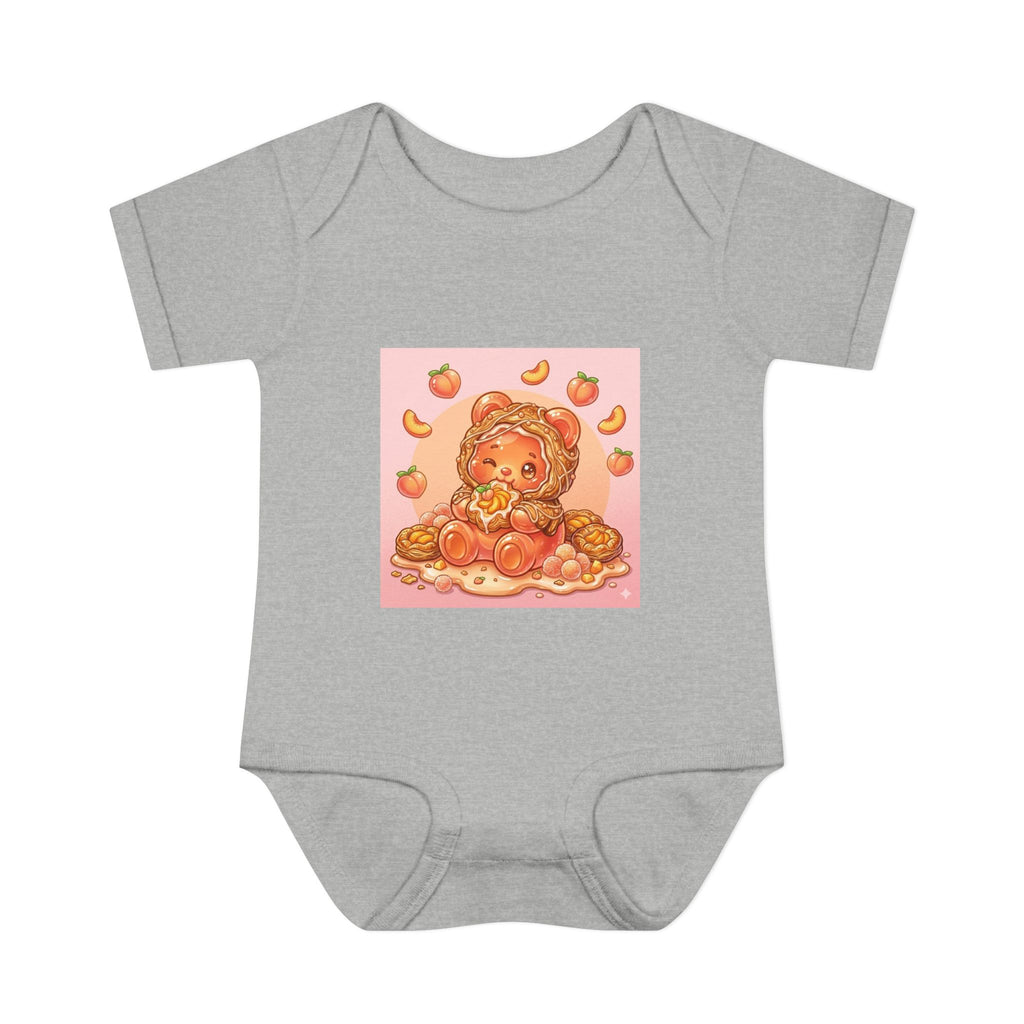 Peach Danish Gooey Gummy Bear in Puff Pasterie PJs Baby Onesie
