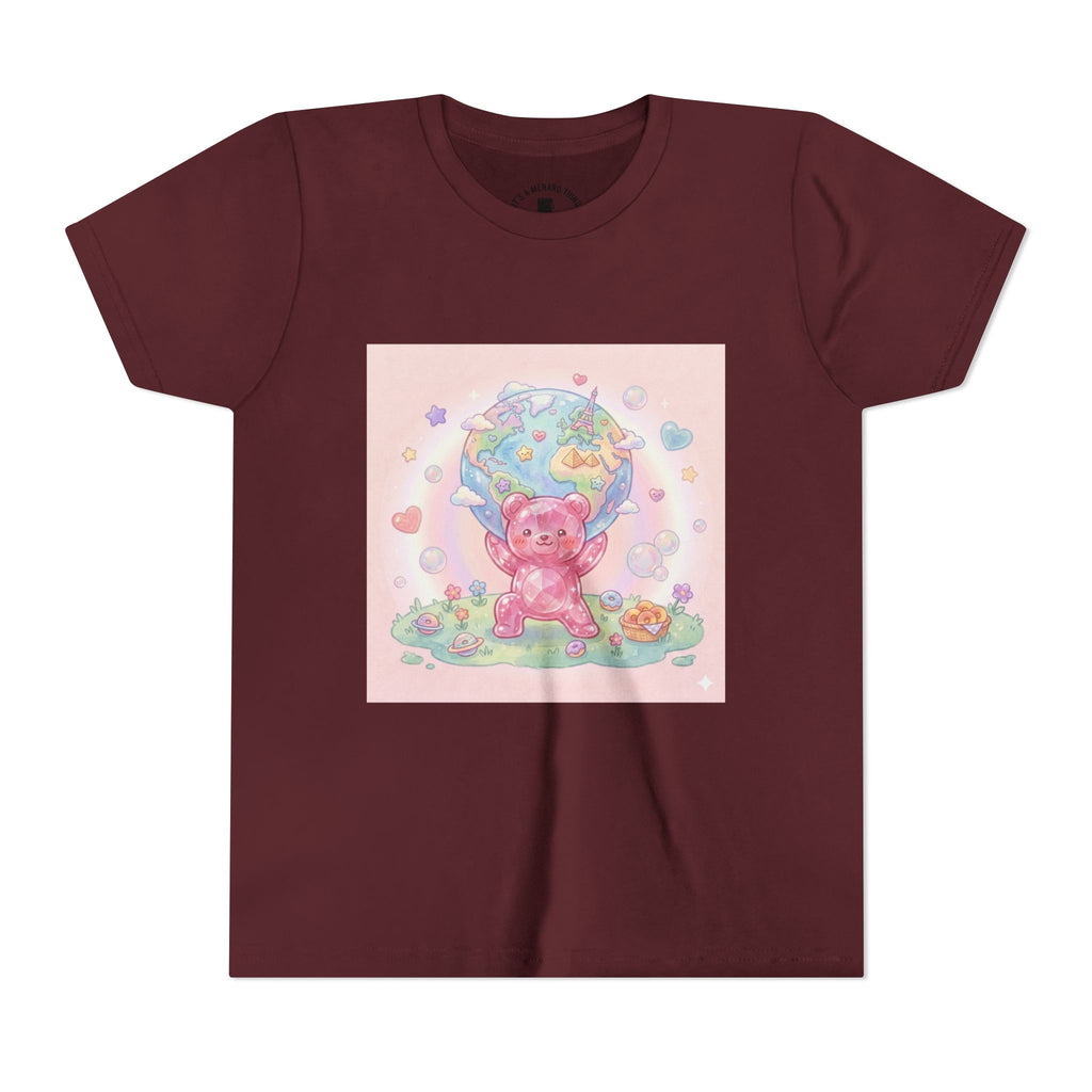 World Atlas, Weight of the Gummy World Pink Gooey Bear- Pastel Graphic Youth T-Shirt