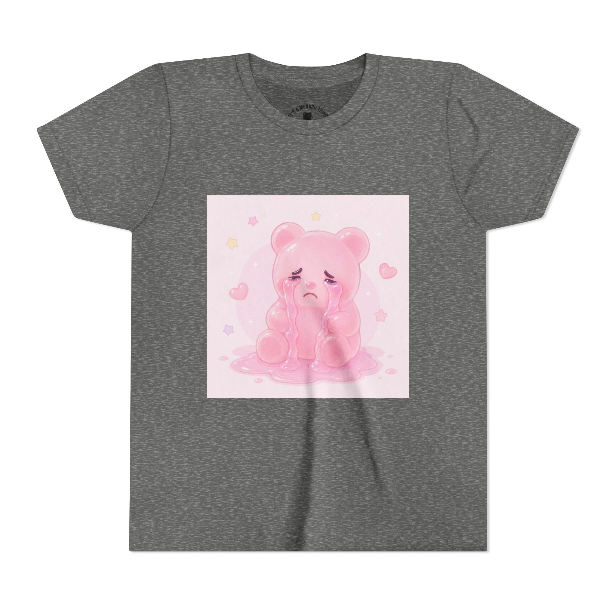 Pink Crying Gooey Gummy Bear Youth Tee – Cute Pastel Graphic Shirt