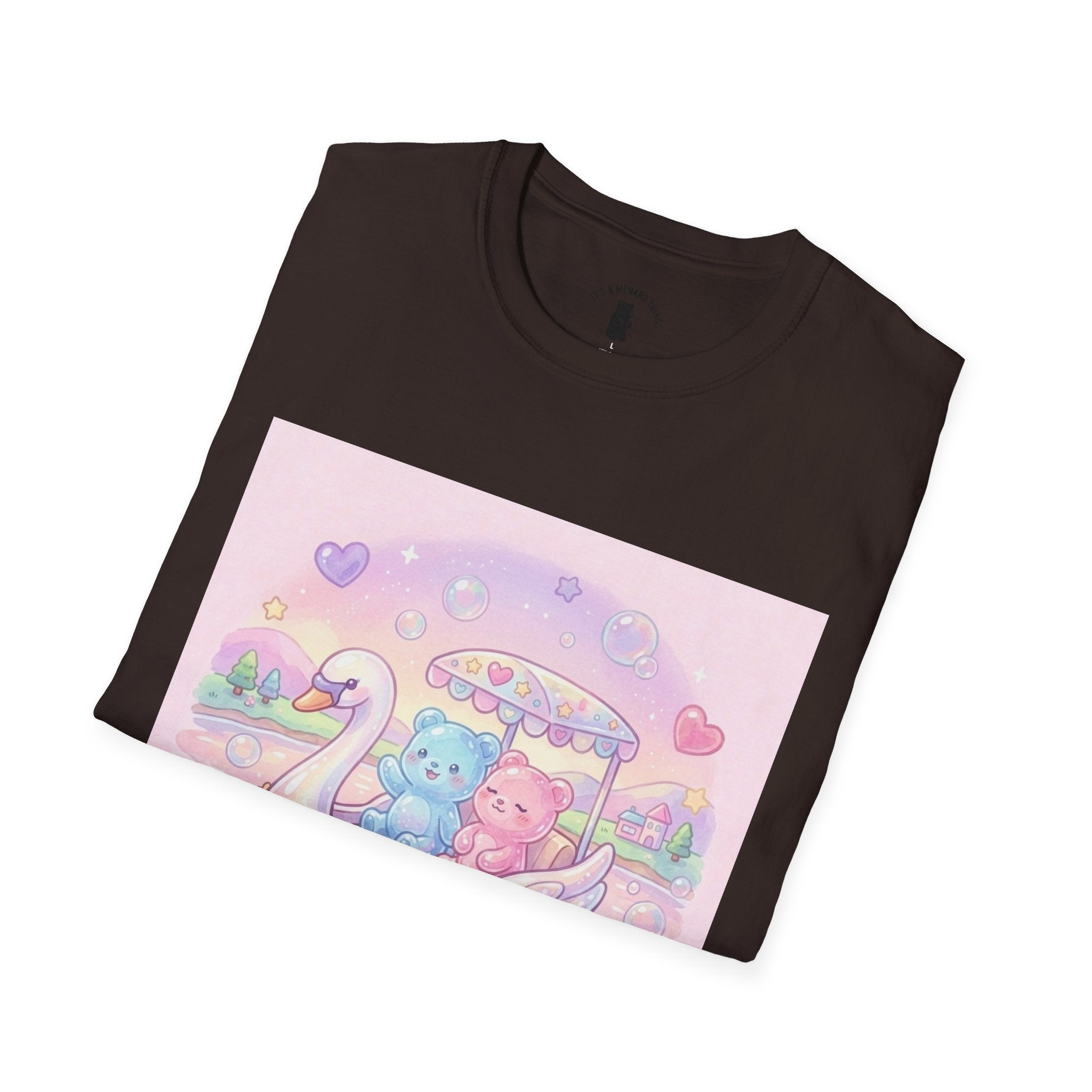 Romantic Swan Boat Ride, Gooey Gummy Friends— Kawaii Graphic T-Shirt
