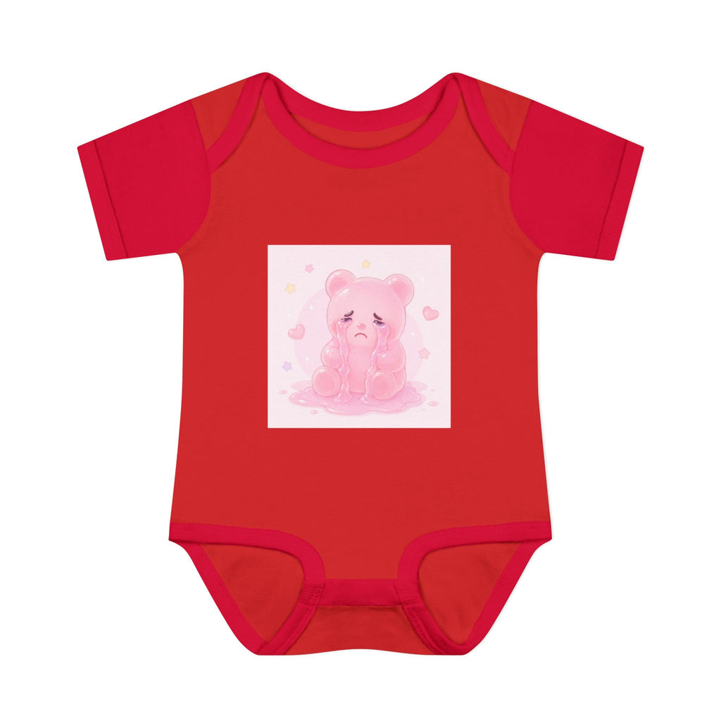 Pink Crying Gooey Gummy Bear Infant Bodysuit — Cute Pastel Baby Onesie