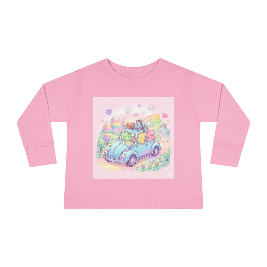 Pastel Car Ride Trip, Oozy Bear Group Friends- Graphic Long Sleeve Shirt