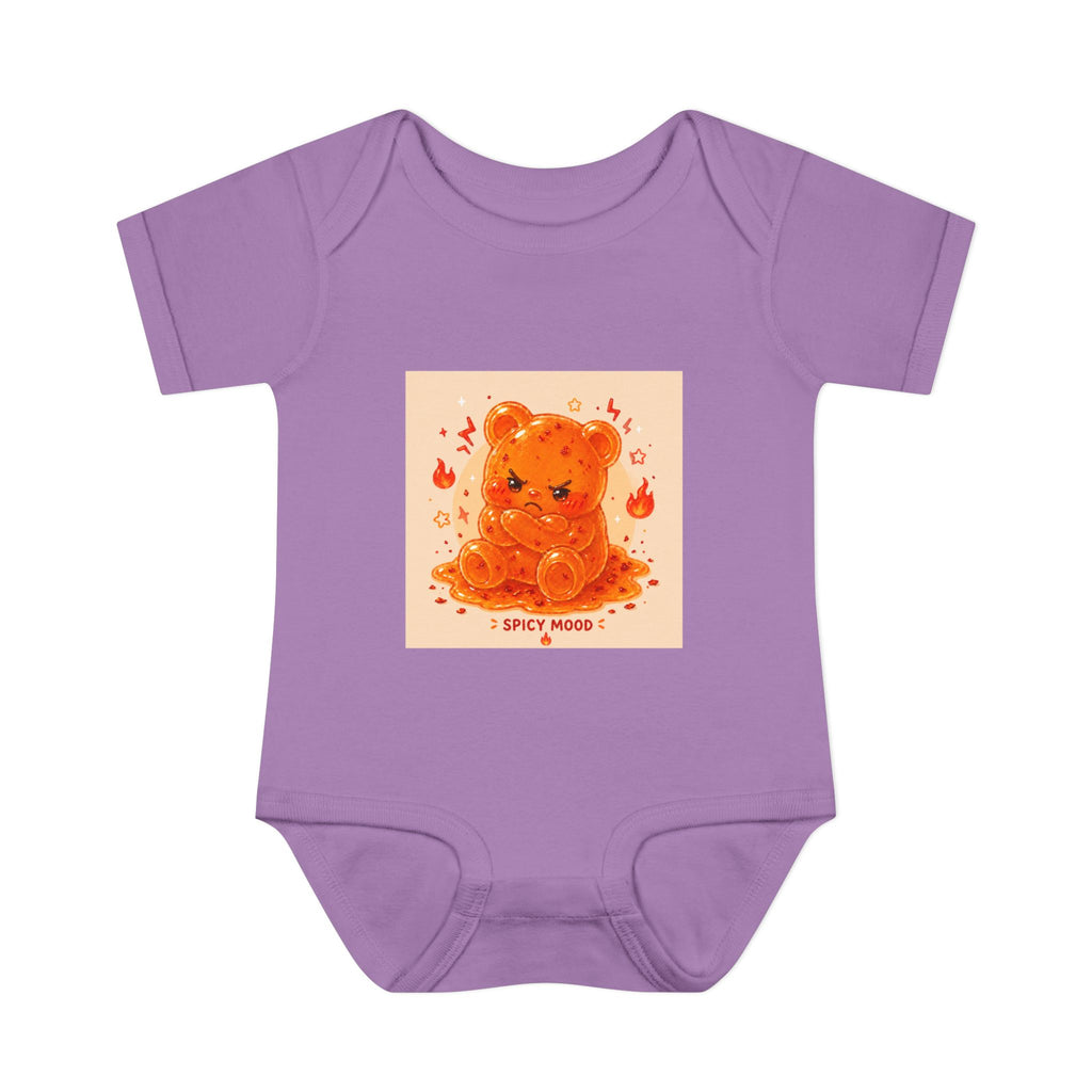 Spicy Mood Orange Gooey Gummy Bear Bodysuit — Cute Hot Pepper Bear Baby Onesie