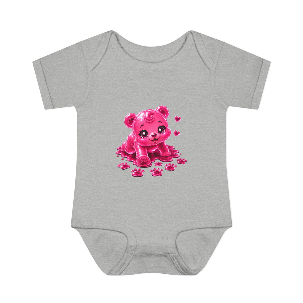 Messy Play Time, Crawling Steps Pink Oozy Baby Gummy Bear Cutie Addition- Graphic Onesie