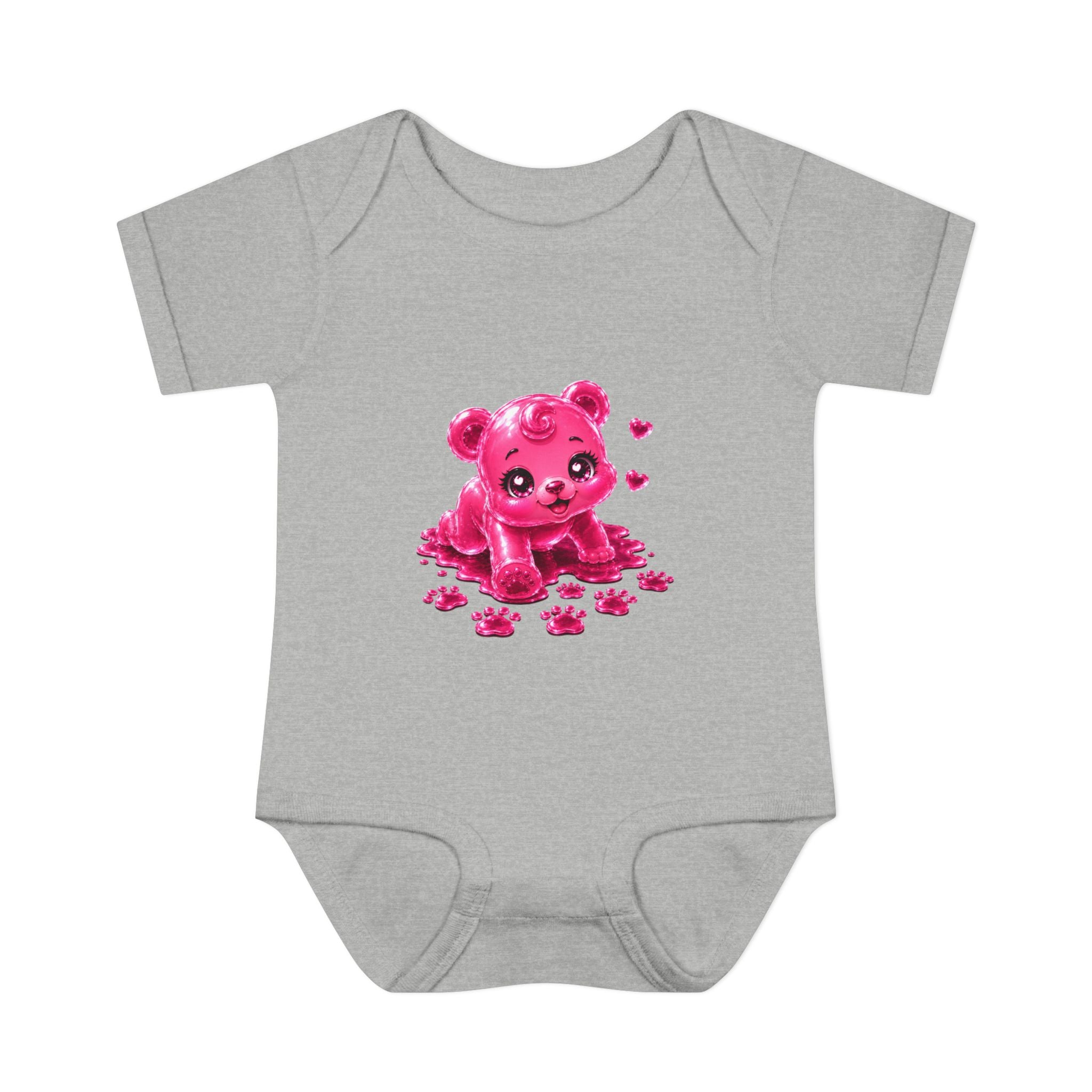 Messy Play Time, Crawling Steps Pink Oozy Baby Gummy Bear Cutie Addition- Graphic Onesie