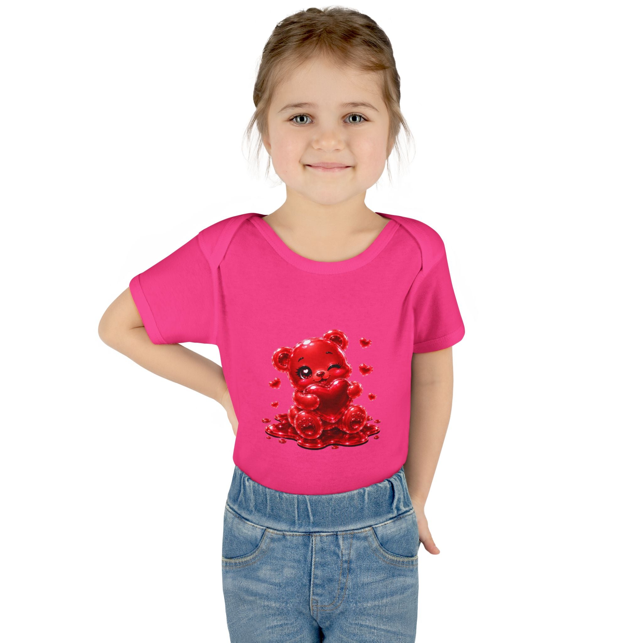 Special Red Heart Oozy Bear Baby Gummy Cutie Addition- Graphic Onesie