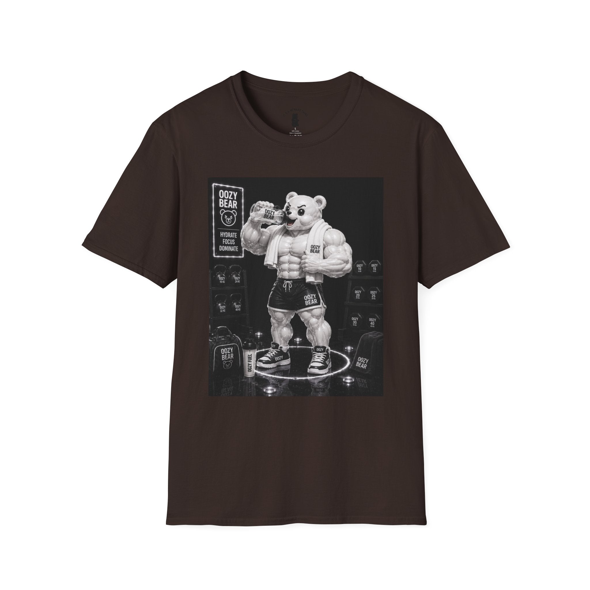 Rehydration Time, Oozy Buff Bodybuilder Gummy Gym Addition- Adult Graphic Shirt