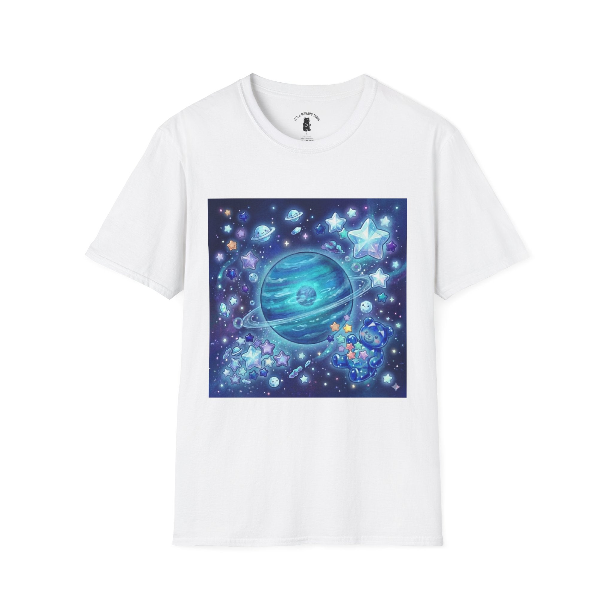 Lets Swim on Neptune, Blue Crystal Gooey Gummy Bear- Kawaii Graphic T-Shirt