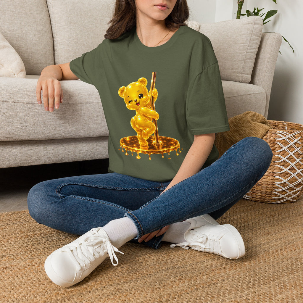 Gold Oozy Bear Gummy Thick Pole Dancer- Graphic Shirt (Adult Only!)