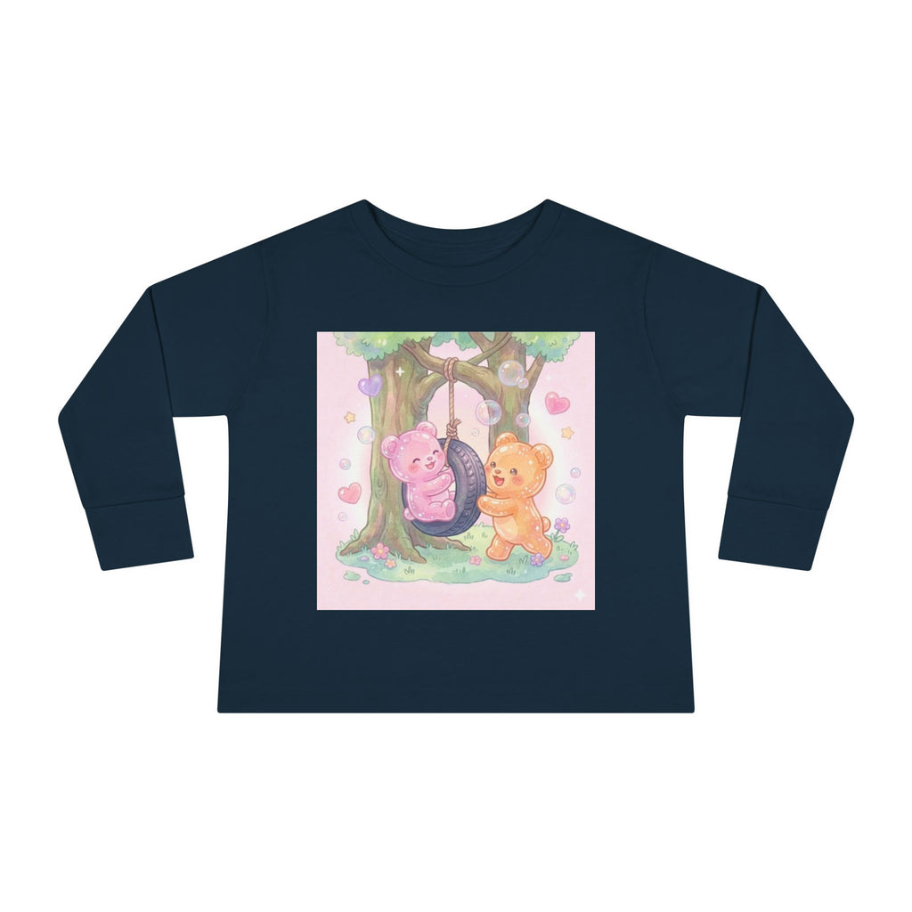 Playing On a Tire Swing, Oozy Bear Gummy Friend Duo- Graphic Long Sleeve Shirt