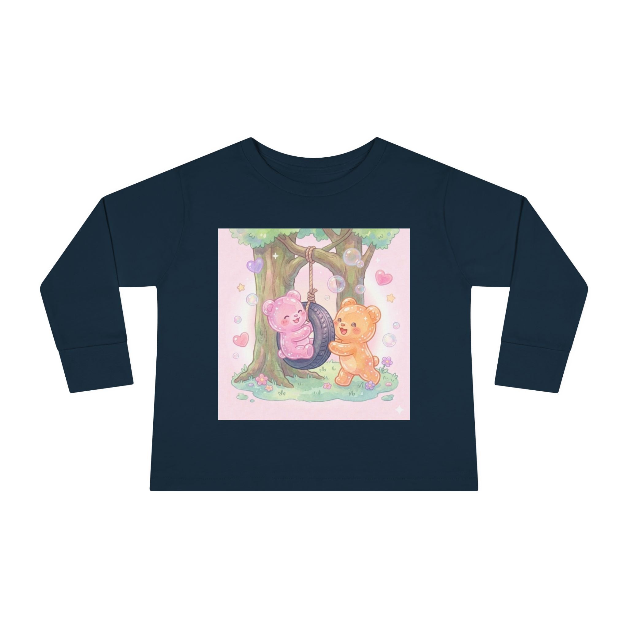Playing On a Tire Swing, Oozy Bear Gummy Friend Duo- Graphic Long Sleeve Shirt