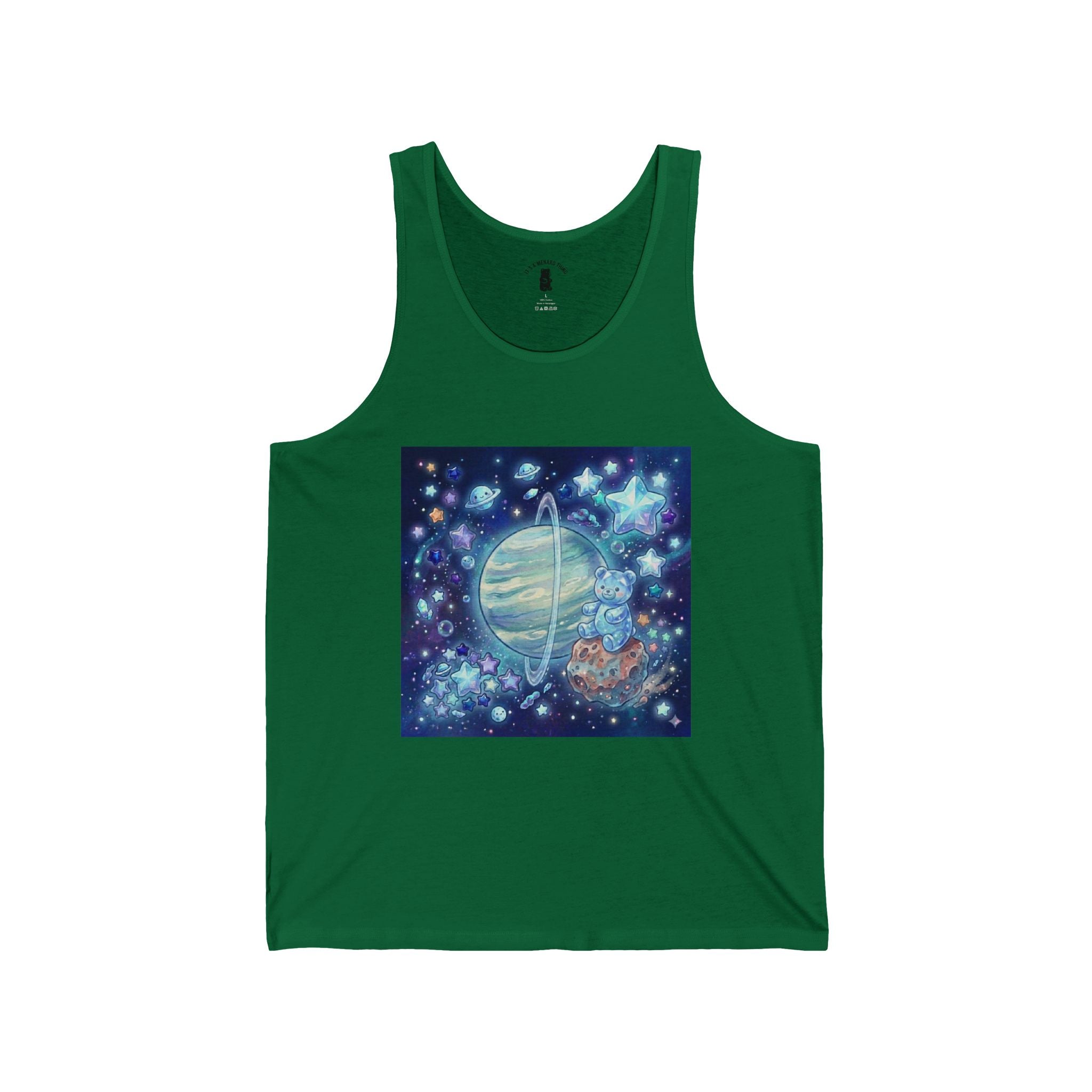 Passing by Uranus, Special Blue Gooey Gummy Bear — Cute Illustration Tank Top