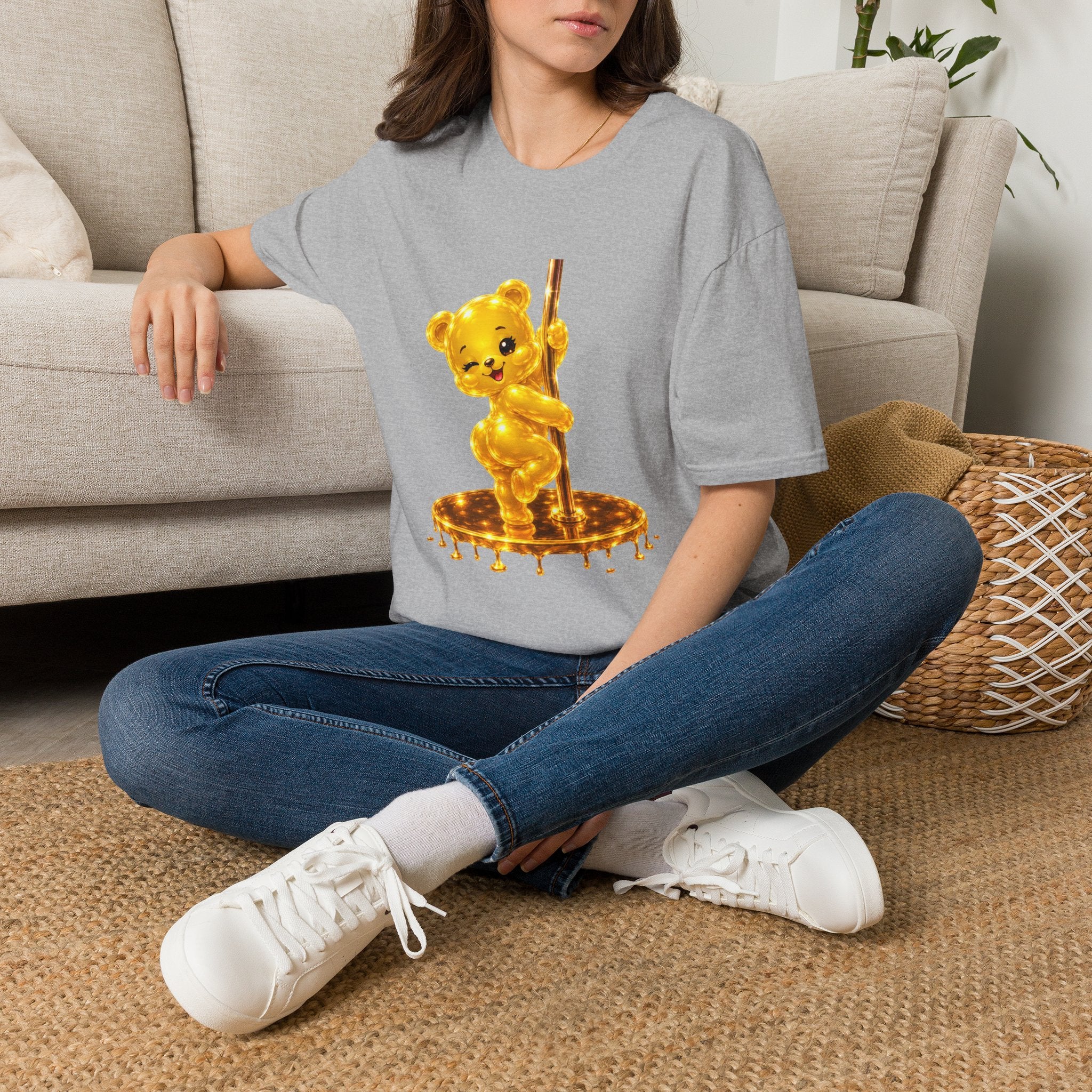 Gold Oozy Bear Gummy Thick Pole Dancer- Graphic Shirt (Adult Only!)