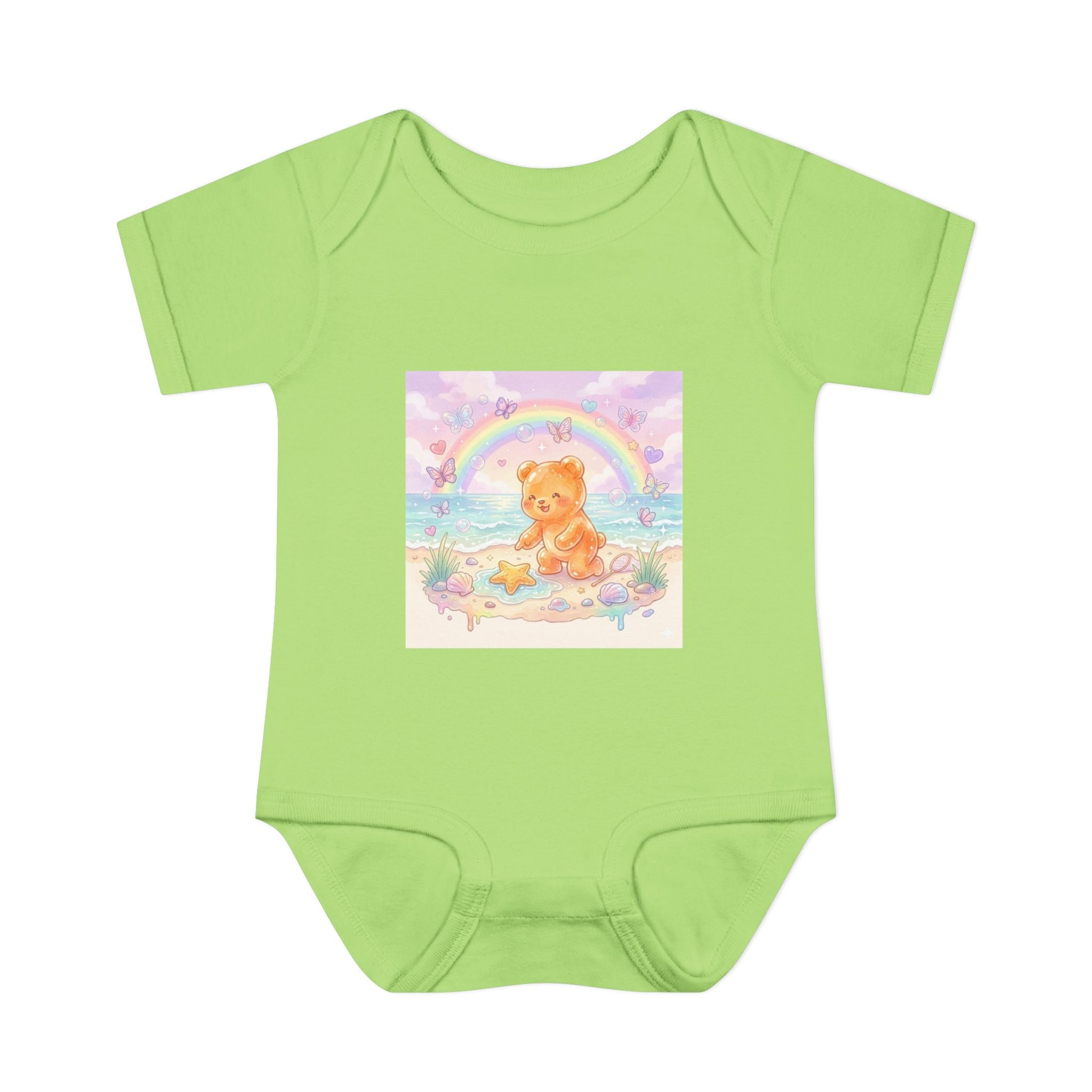 Gooey Gummy Beach Bear Rainbow & Starfish - Bodysuit