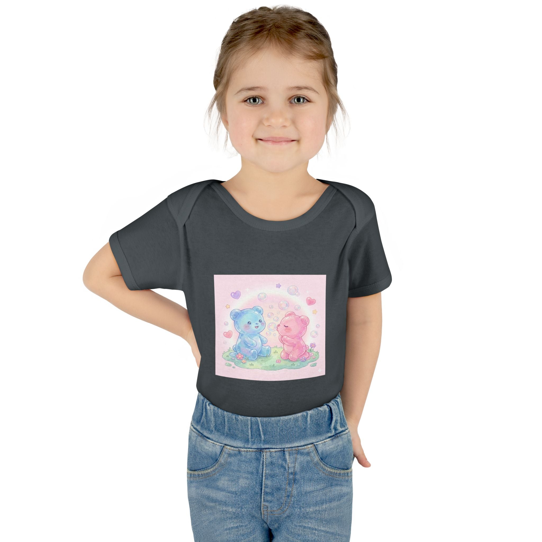 Baby Bodysuit — Pastel Blue & Pink Gooey Gummy Bears Cute Newborn Onesie