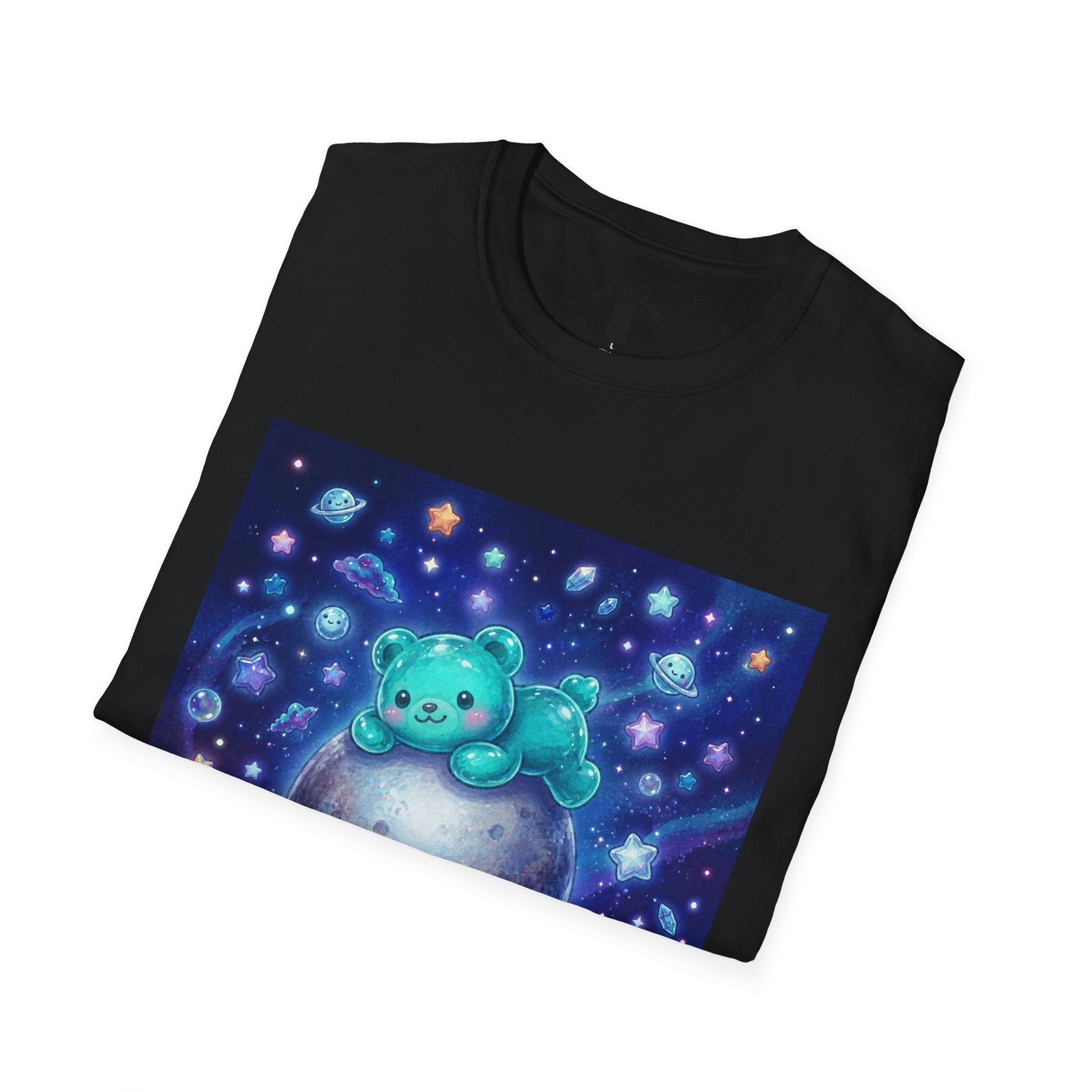 Lets Nap with Pluto, Teal Crystal Blue Gooey Gummy Bear- Kawaii Graphic T-Shirt