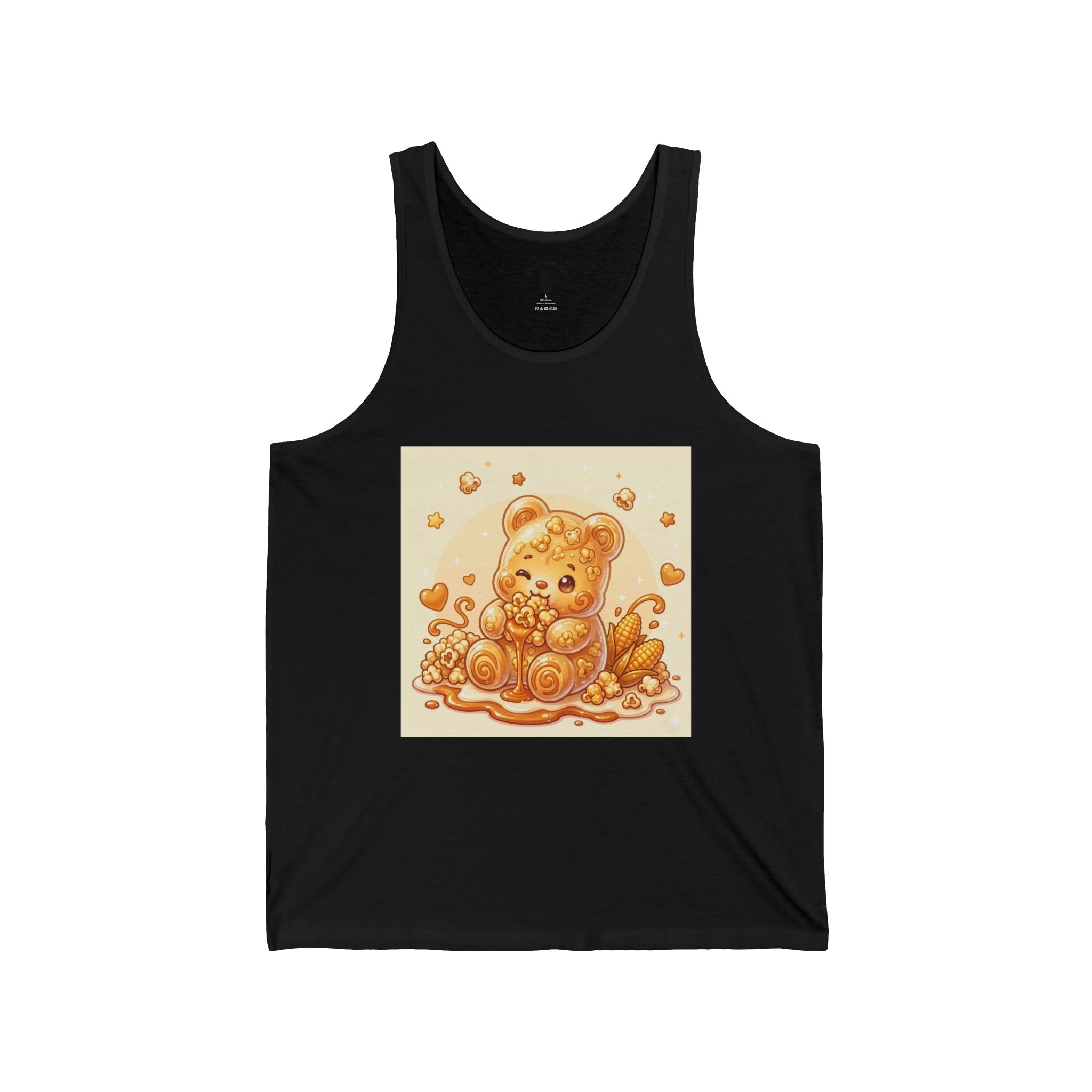 Caramel Corn and Cobs, Golden Gooey Gummy Bear — Cute Illustration Tank top