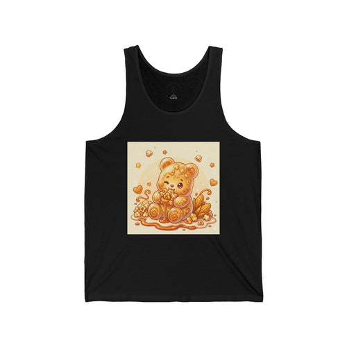 Caramel Corn and Cobs, Golden Gooey Gummy Bear — Cute Illustration Tank top