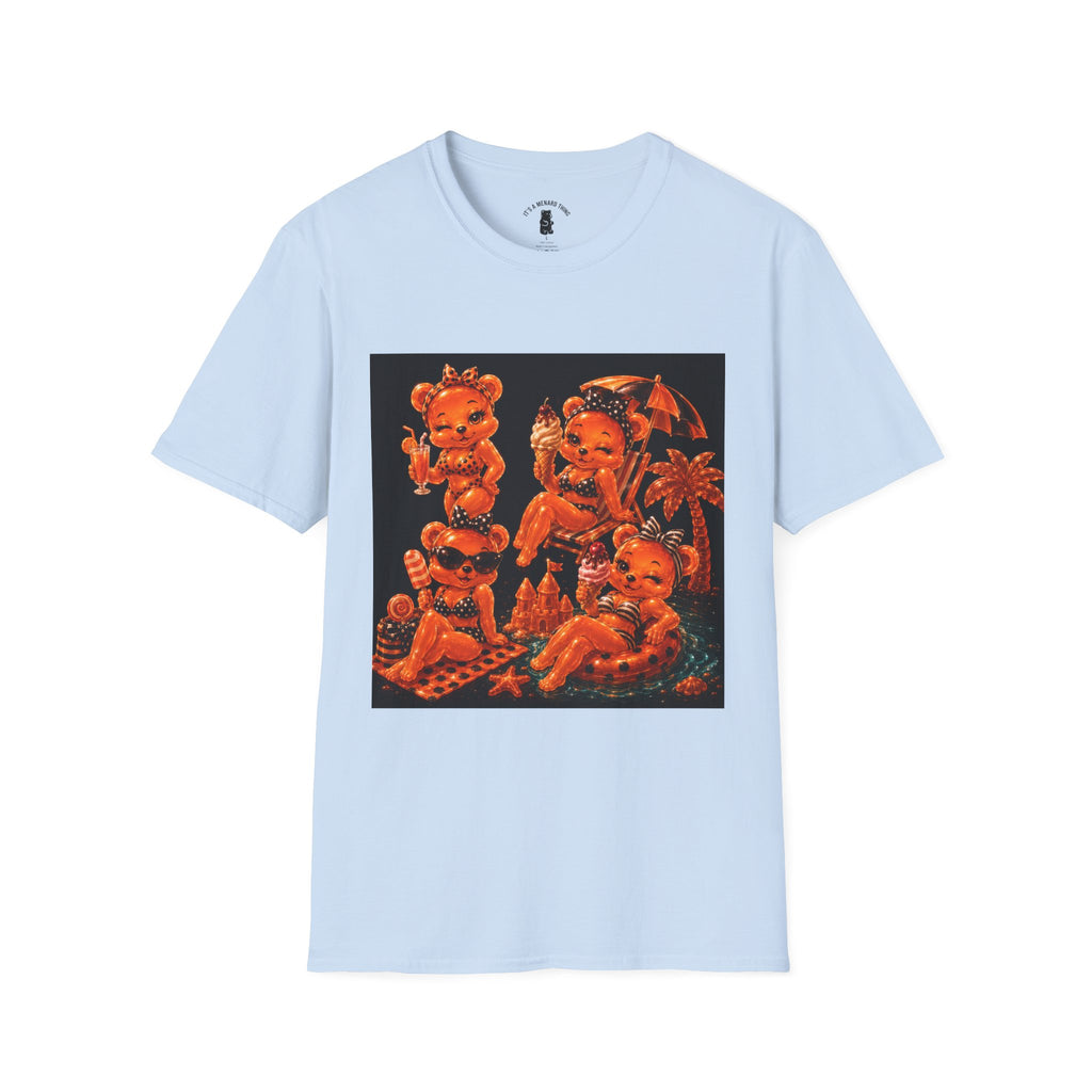 Retro Orang Beach Pin Up Oozy Bear Babe- Adult Graphic Shirt (18+)