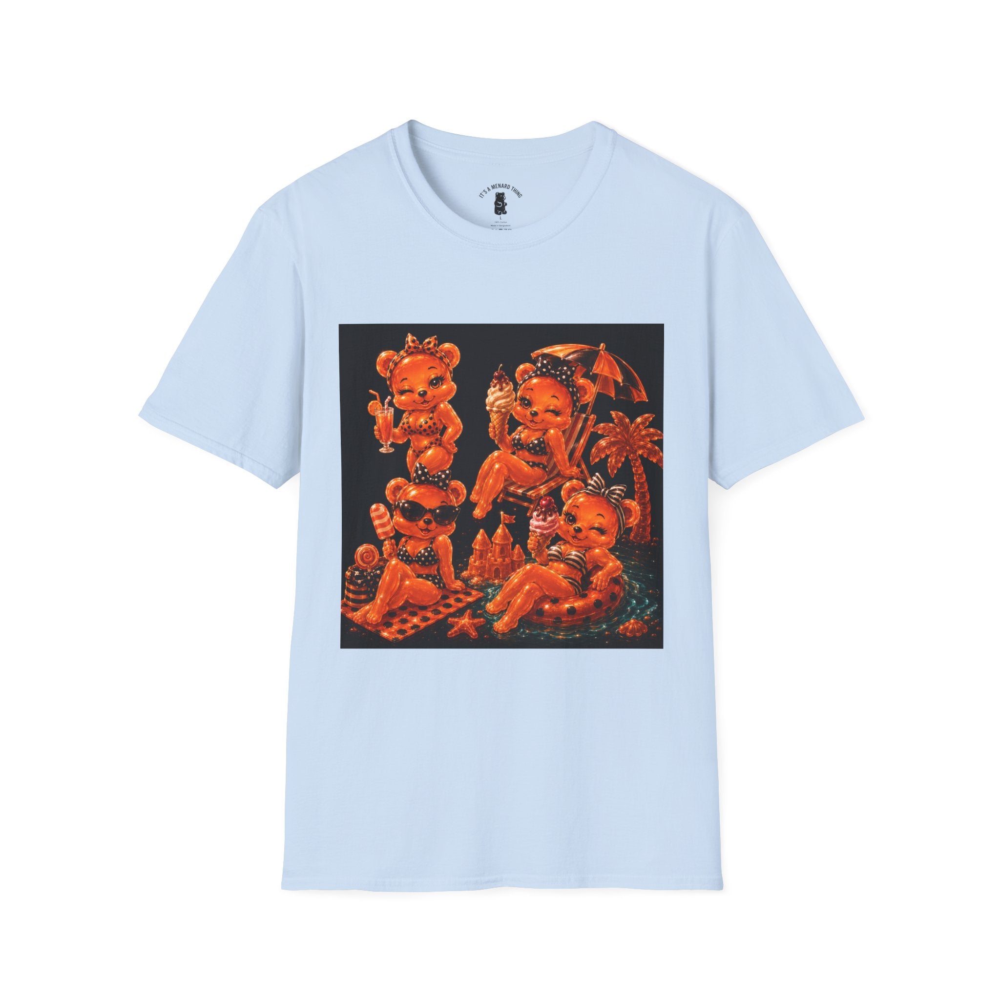 Retro Orang Beach Pin Up Oozy Bear Babe- Adult Graphic Shirt (18+)