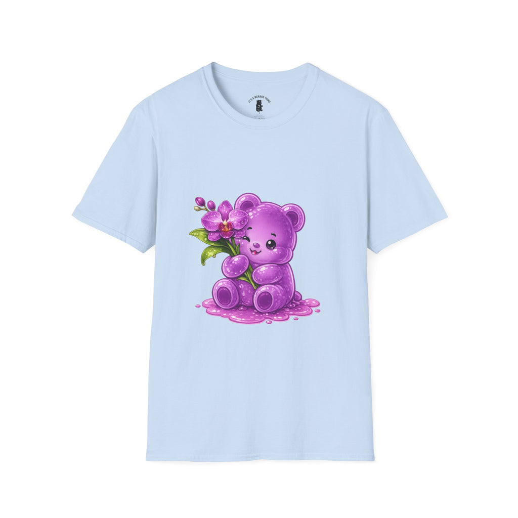 Beautiful Orchid, Purple Oozy Bear Floral Special Gummy Friend- Graphic Shirt