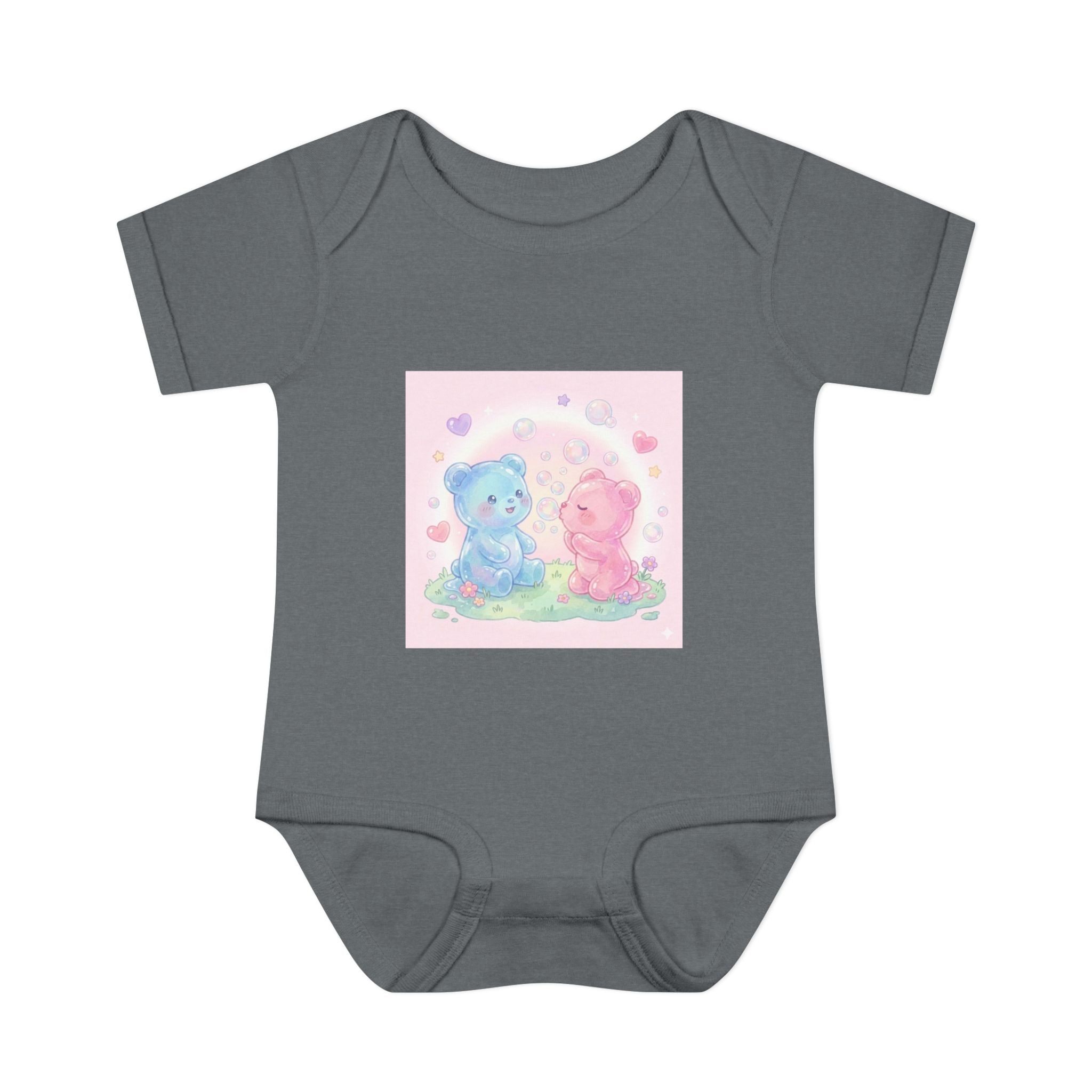 Baby Bodysuit — Pastel Blue & Pink Gooey Gummy Bears Cute Newborn Onesie